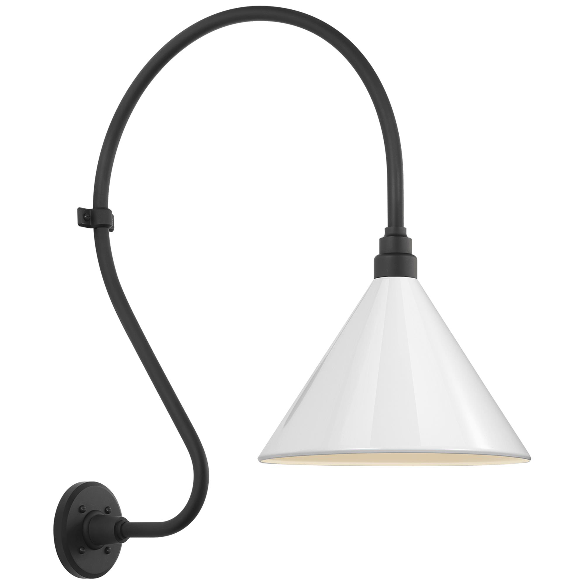 Shown in Matte Black finish and White shade