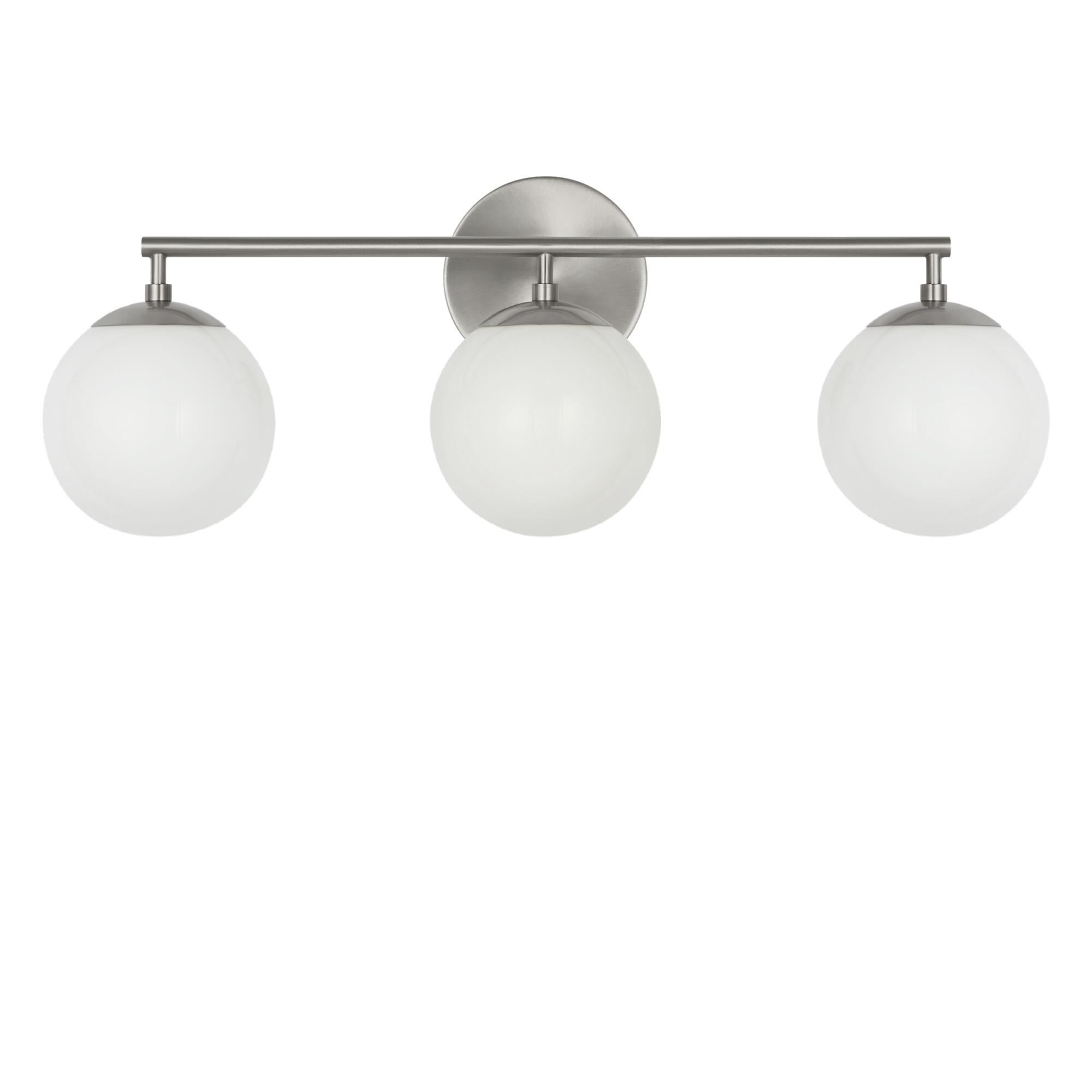 Shown in Brushed Nickel finish and Clear White glass