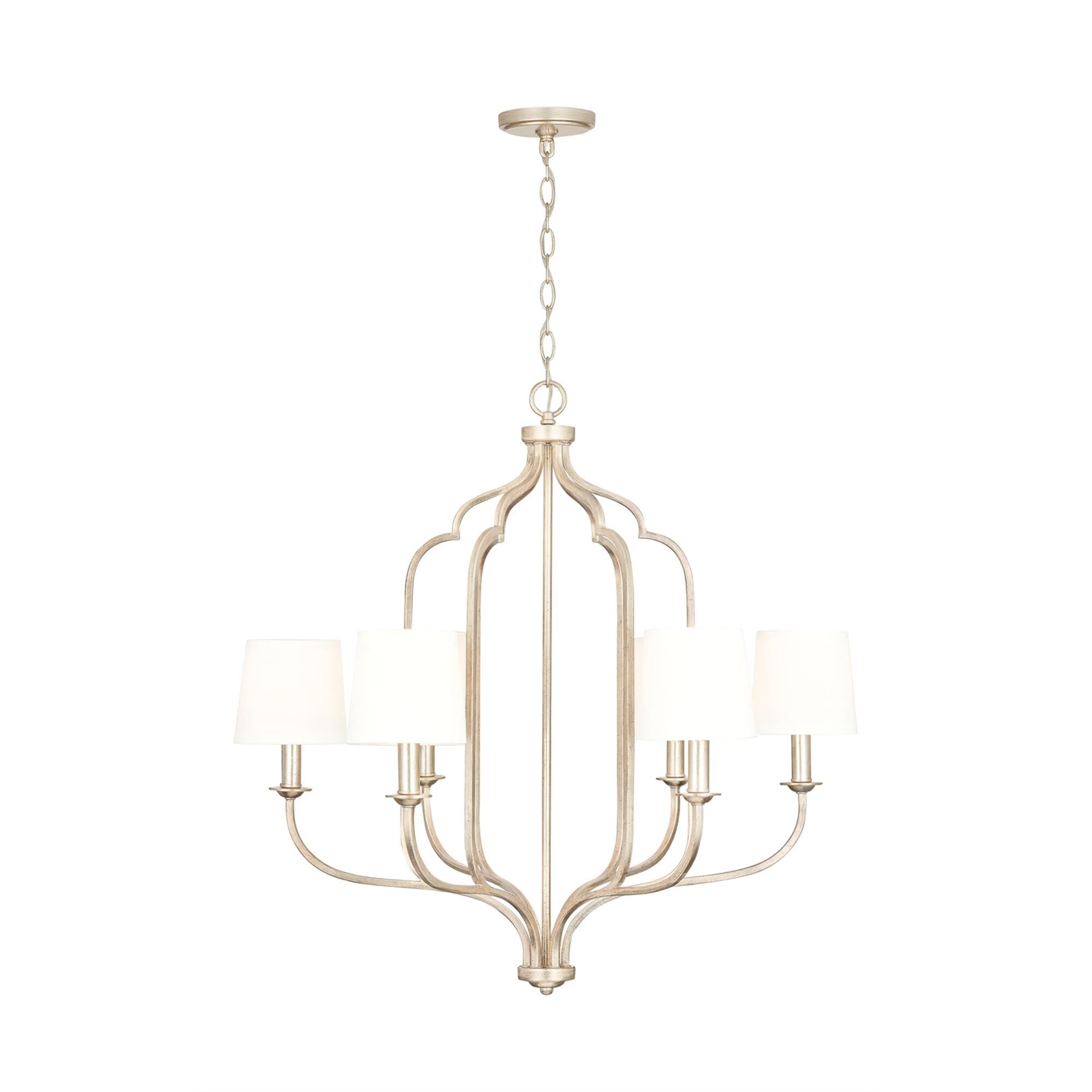 Shown in Winter Gold finish and 698 glass and White Stay-Straight Fabric s shade