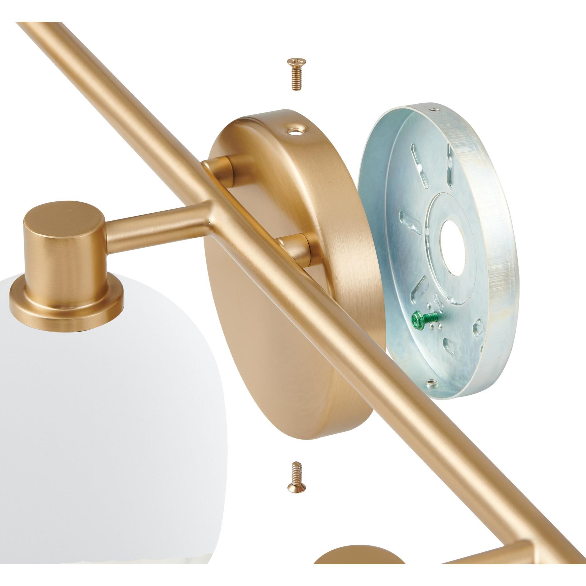 Shown in Champagne Gold finish and Etched Opal glass