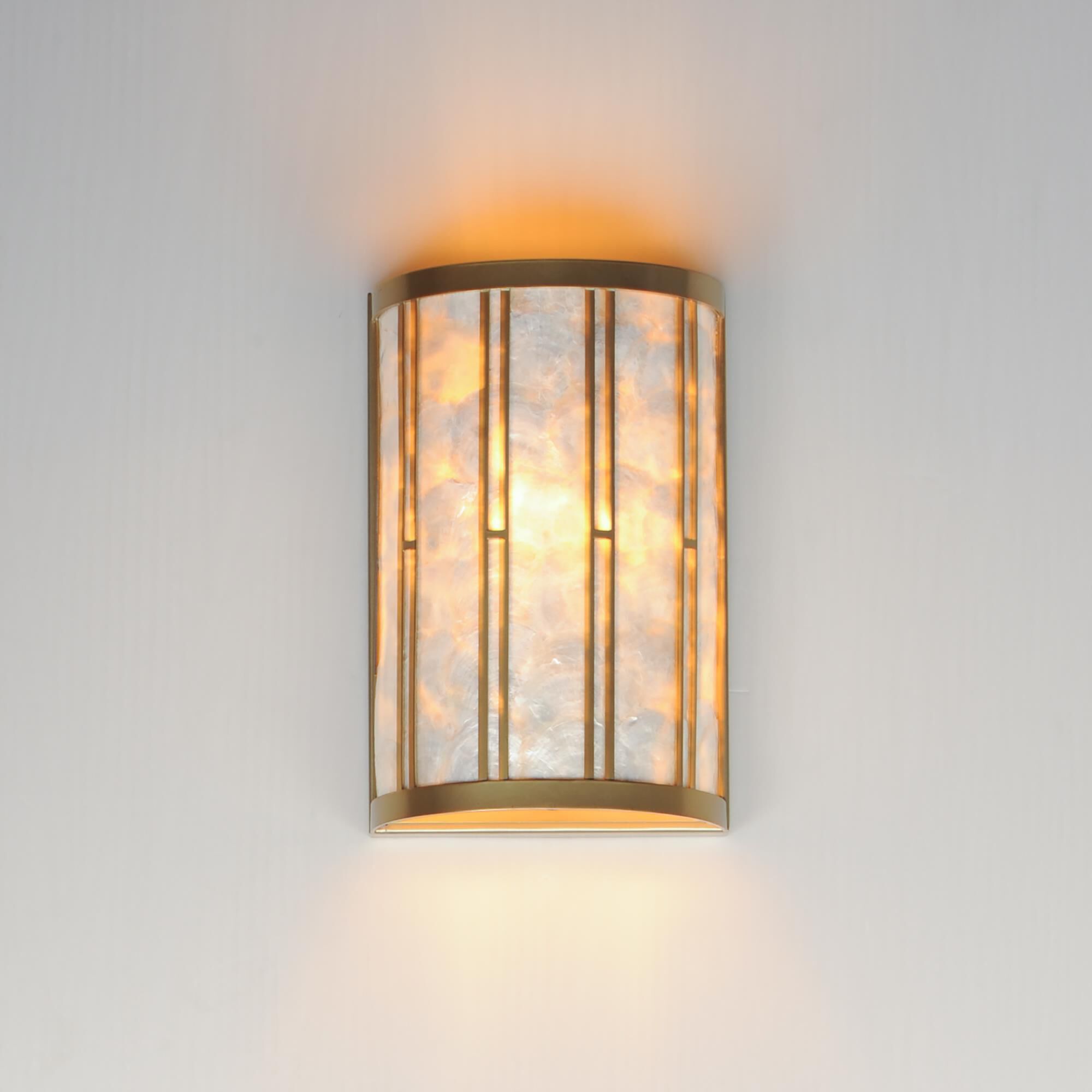 Shown in Capiz and Natural Aged Brass finish