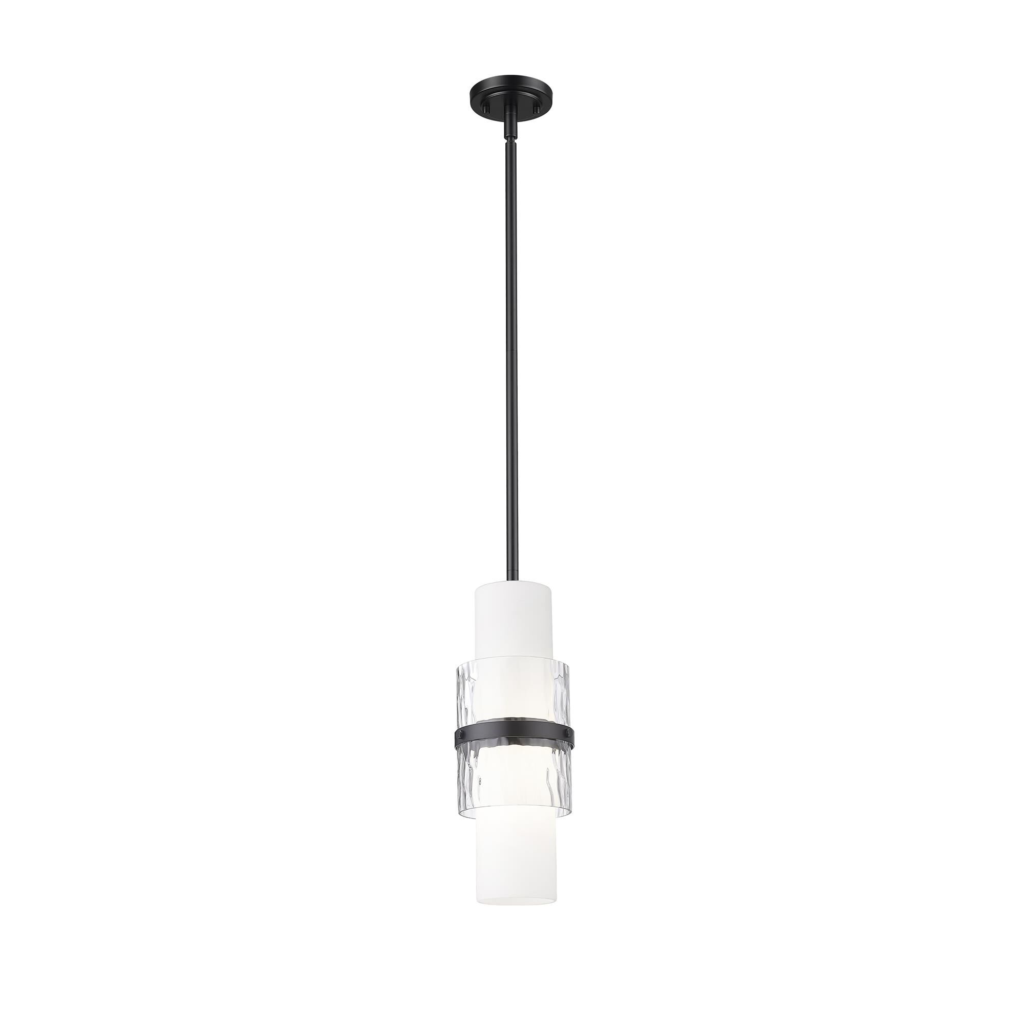 Shown in Matte Black finish and Clear + Etched Opal glass and Clear + Etched Opal shade