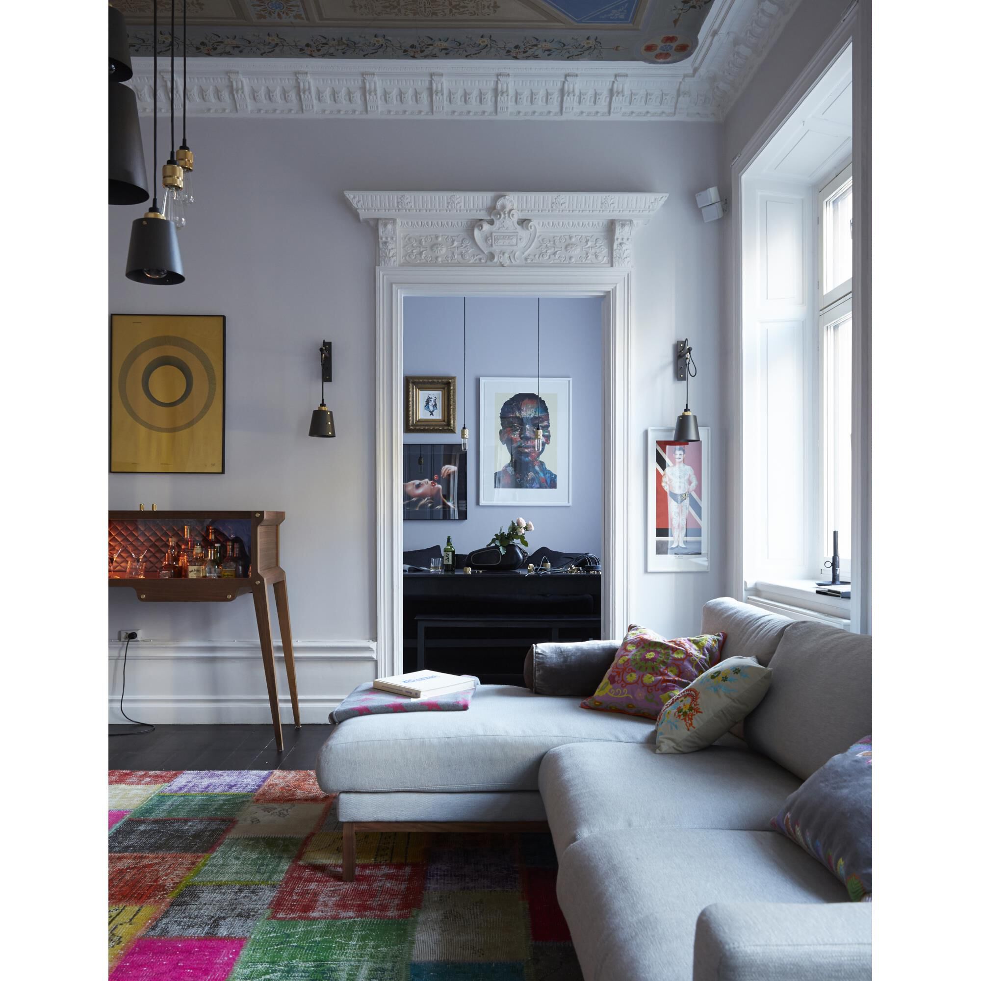 Shown in Brass finish and Stone shade