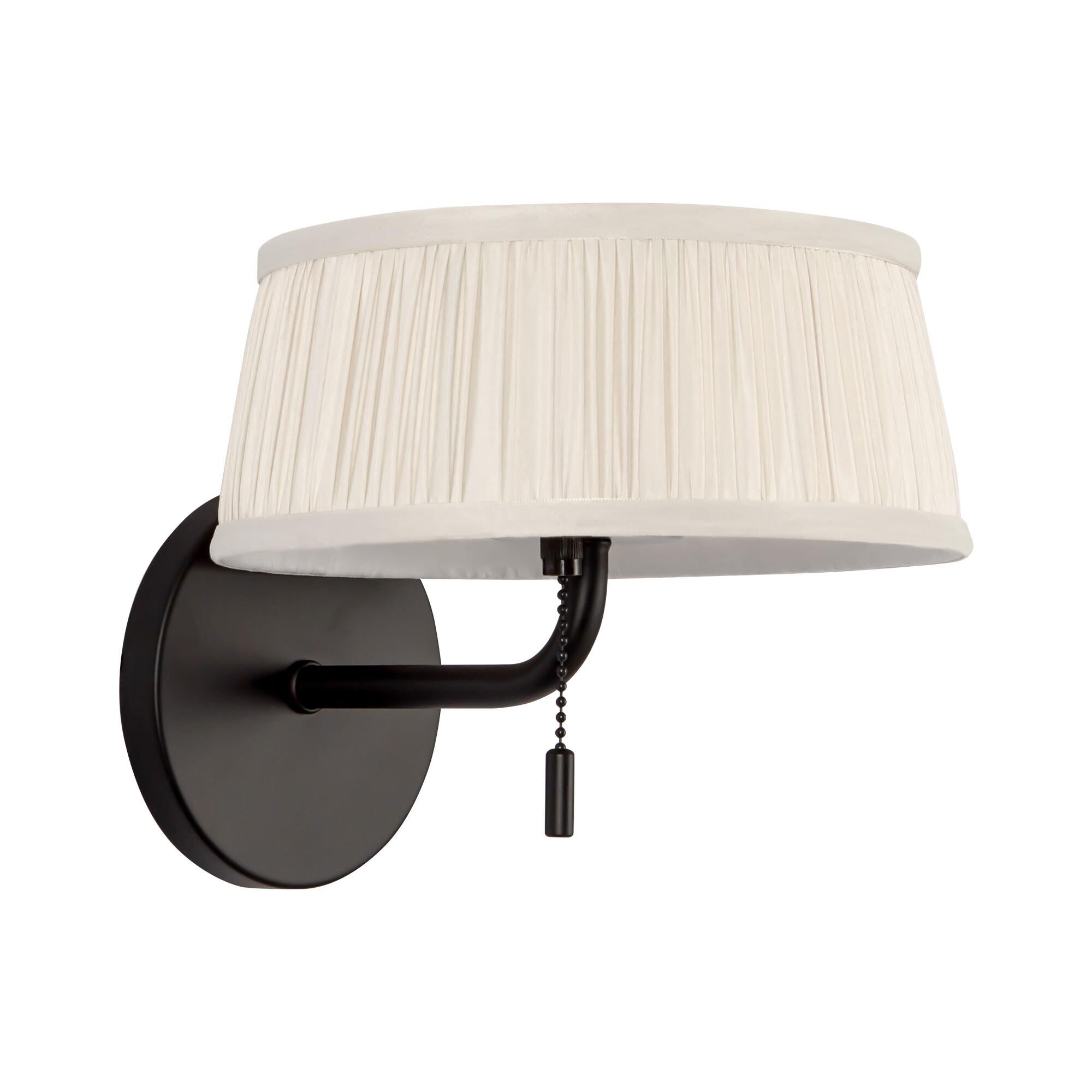 Shown in Matte Black finish and White Linen shade