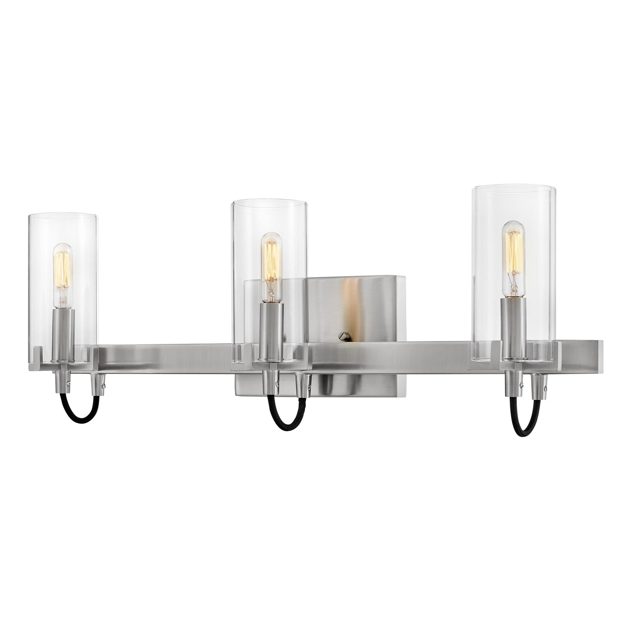 Shown in Brushed Nickel finish and Clear glass