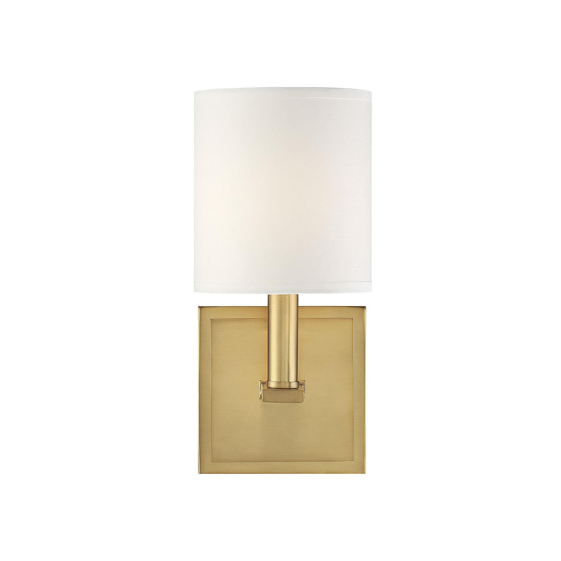 Shown in Warm Brass finish and White shade