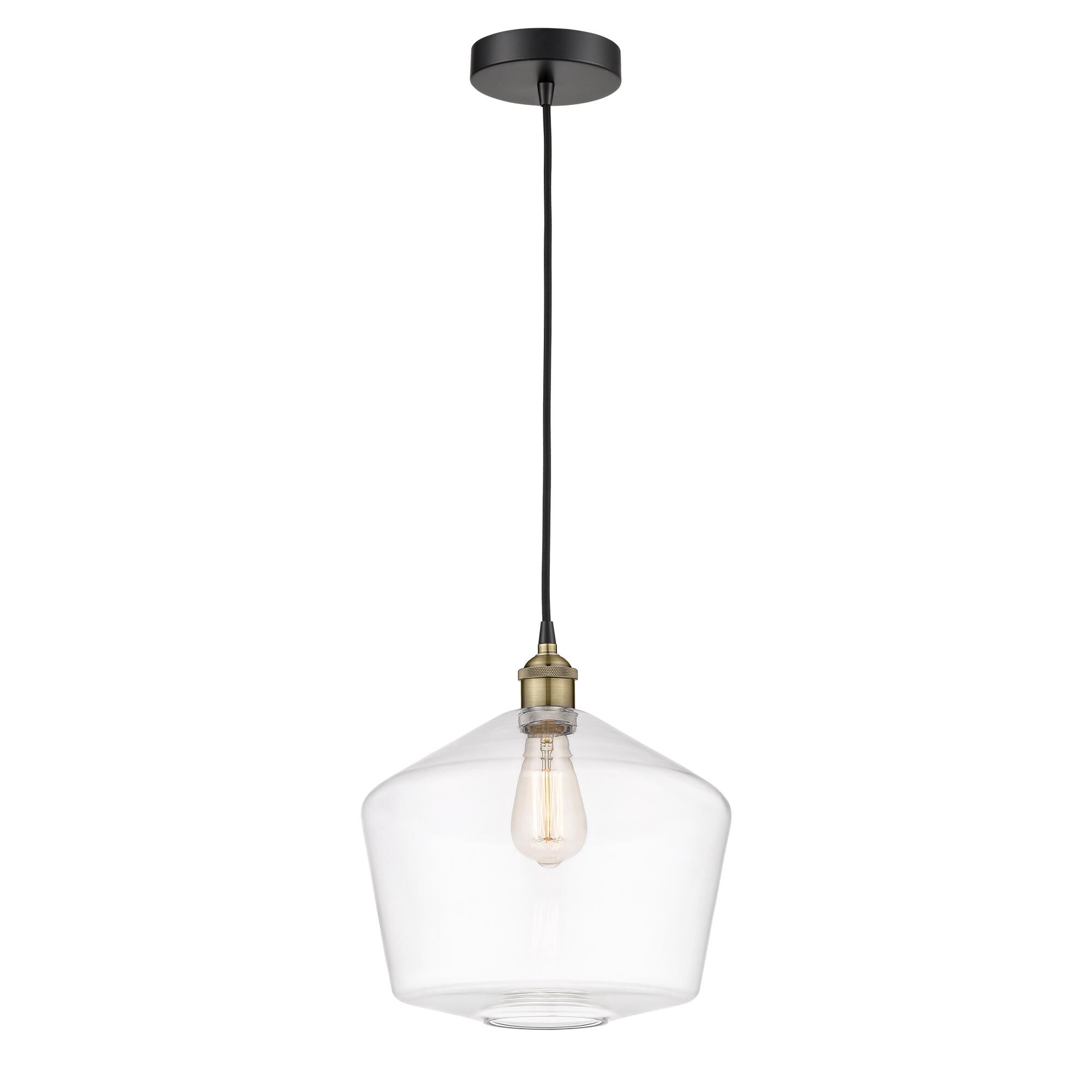 Shown in Black Antique Brass finish and Clear glass