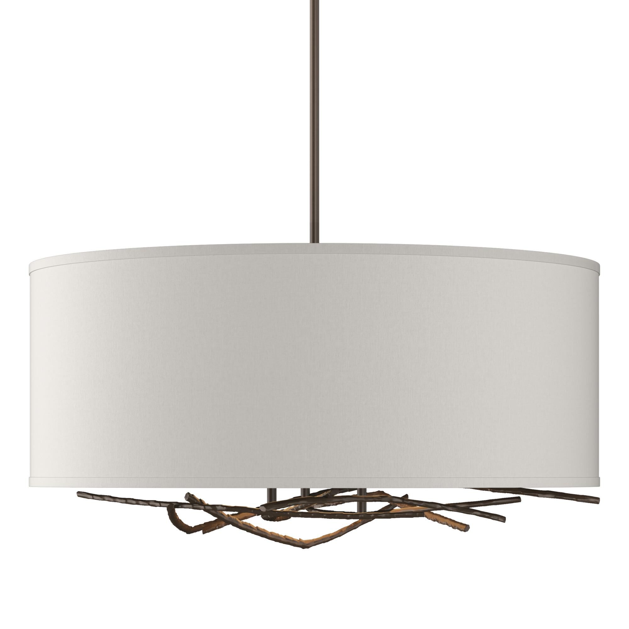 Shown in Bronze finish and Beige Fabric shade