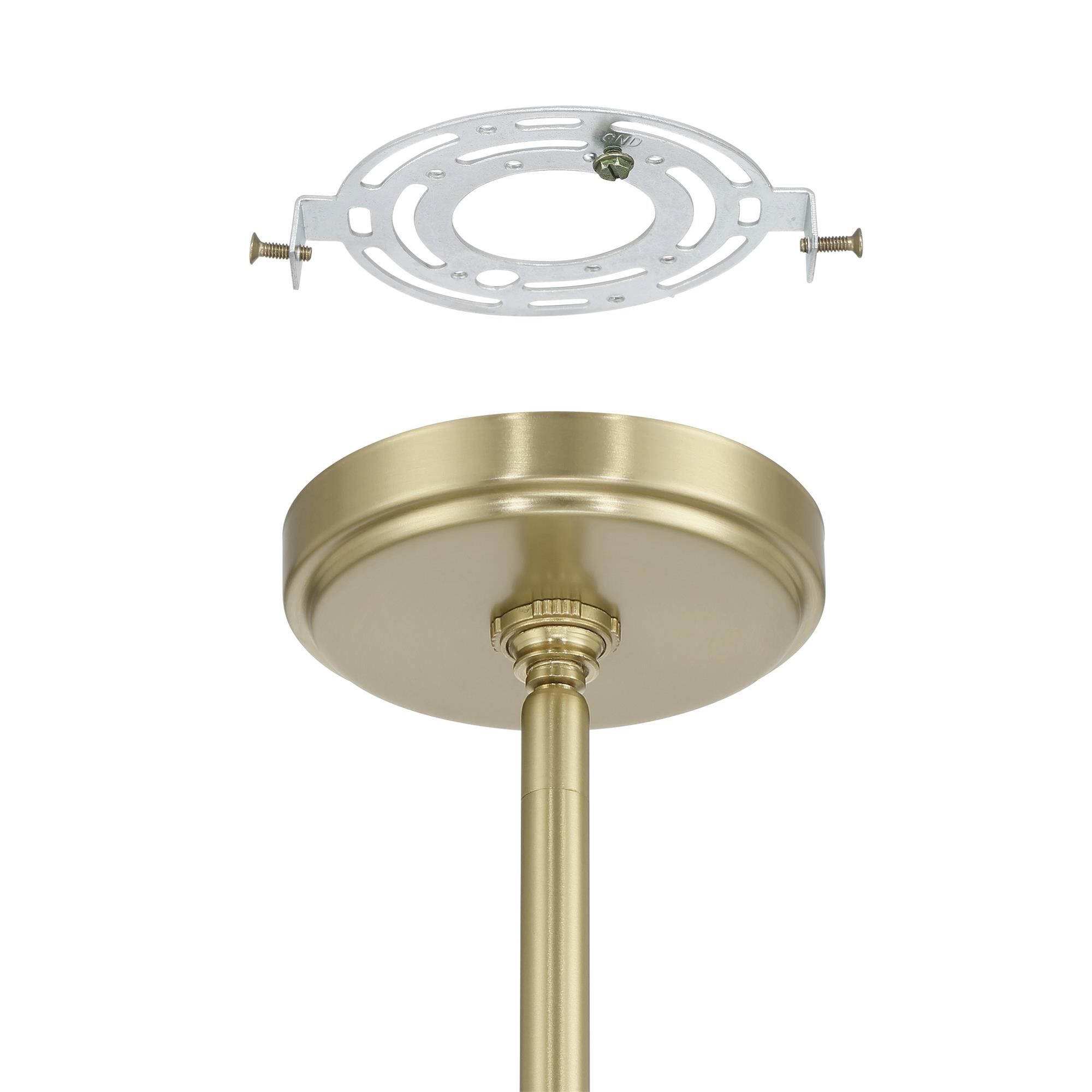 Shown in Champagne Gold finish and Opal glass