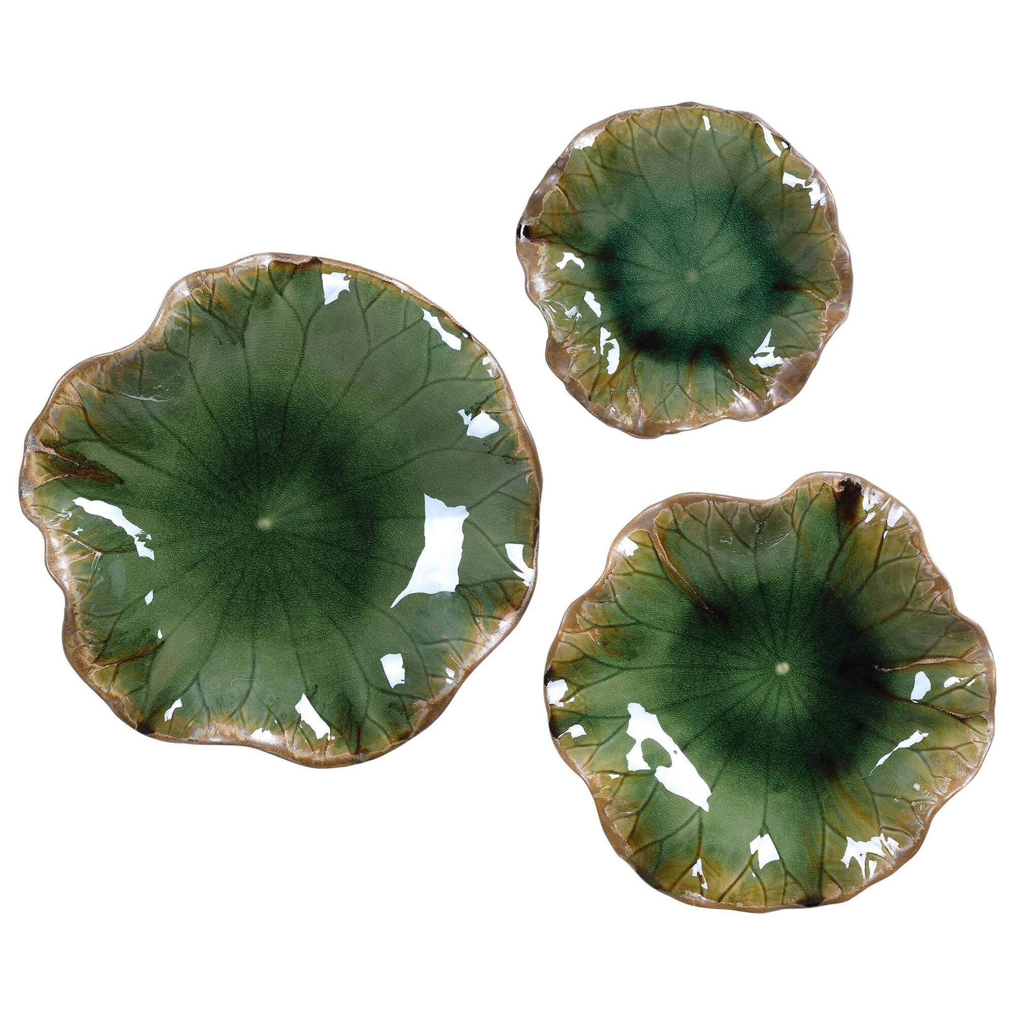 Uttermost Abella Green Ceramic Wall Decor, S/3 Alternative Wall Art by Uttermost
