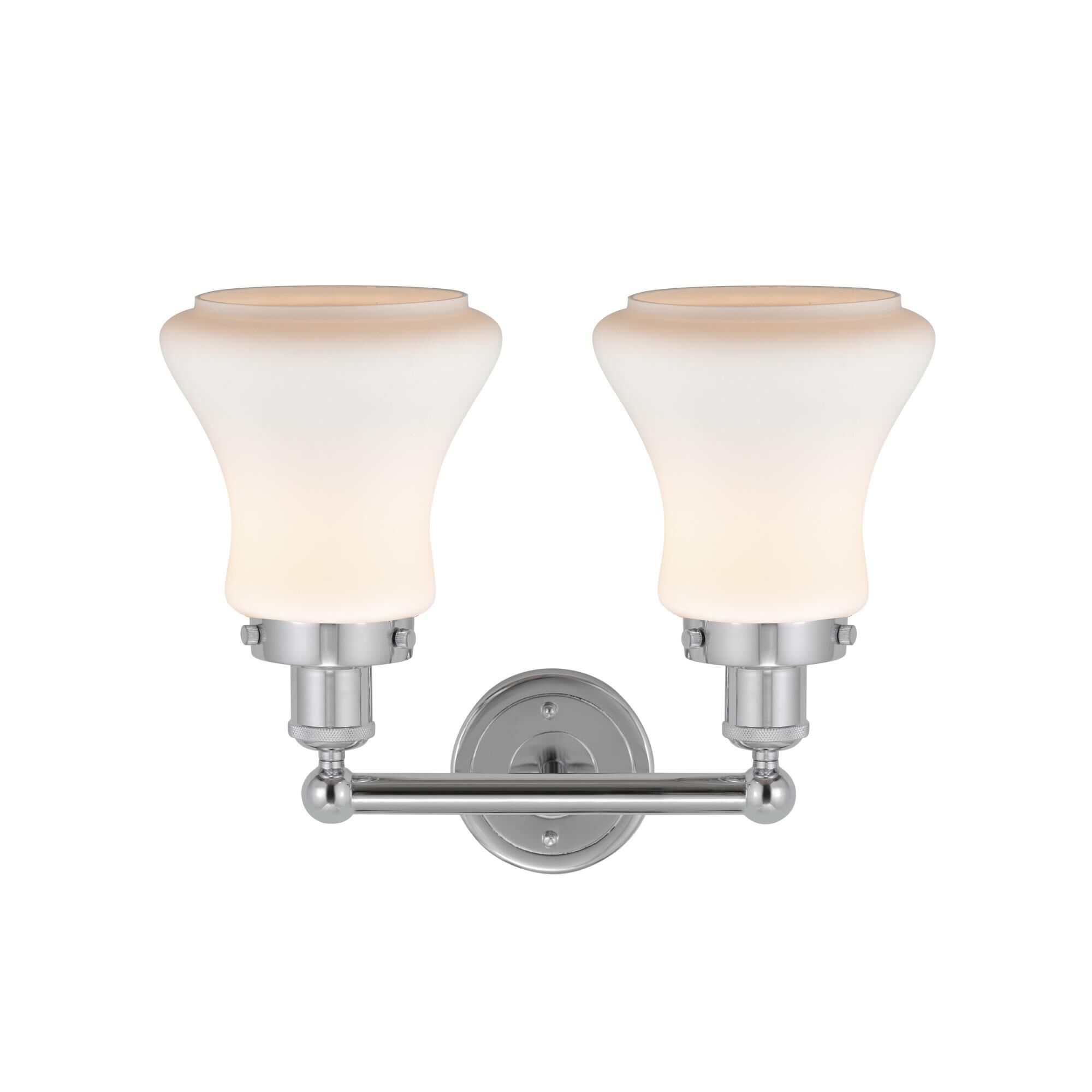 Shown in Polished Chrome  finish and Matte White glass