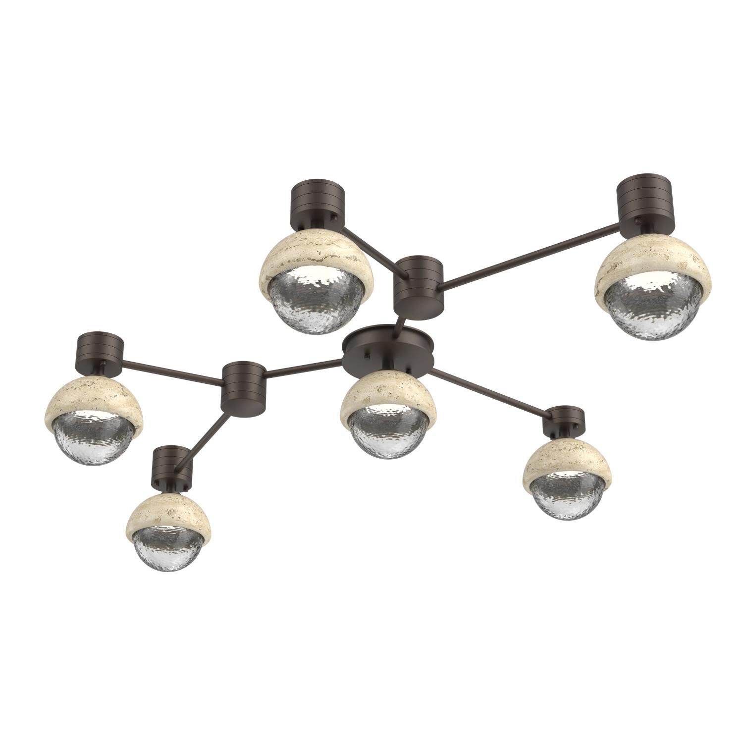 Shown in Flat Bronze finish and Clear glass and Travertine Stone accent