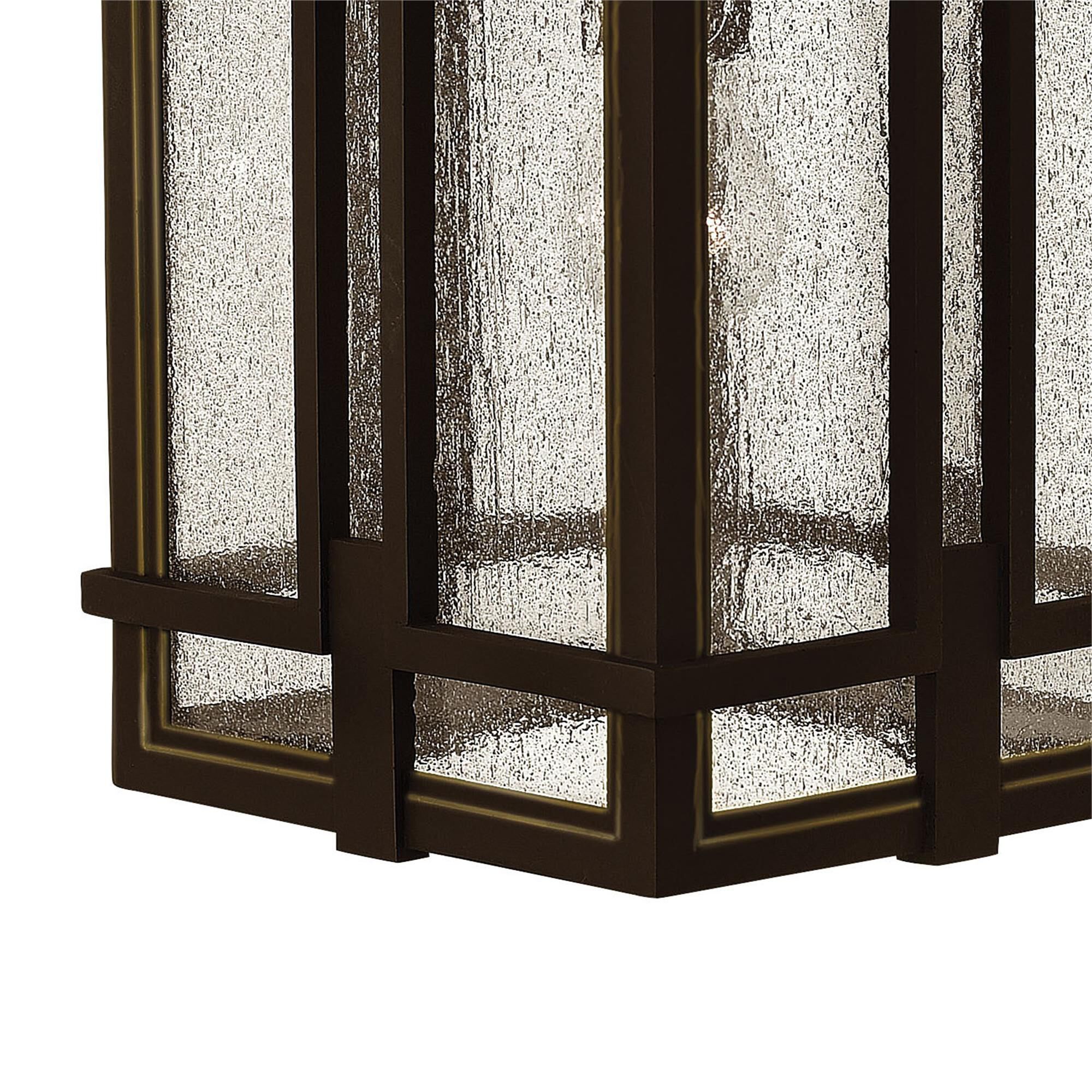 Shown in Oil Rubbed Bronze finish and Clear Seedy glass