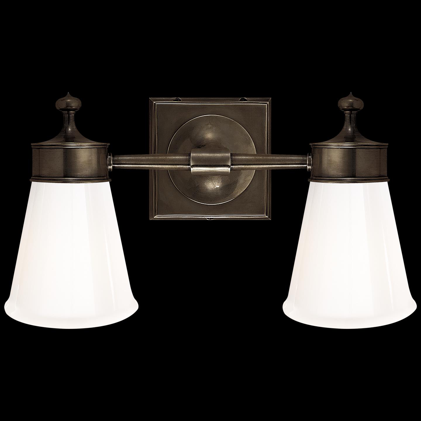 Shown in Bronze finish and White glass