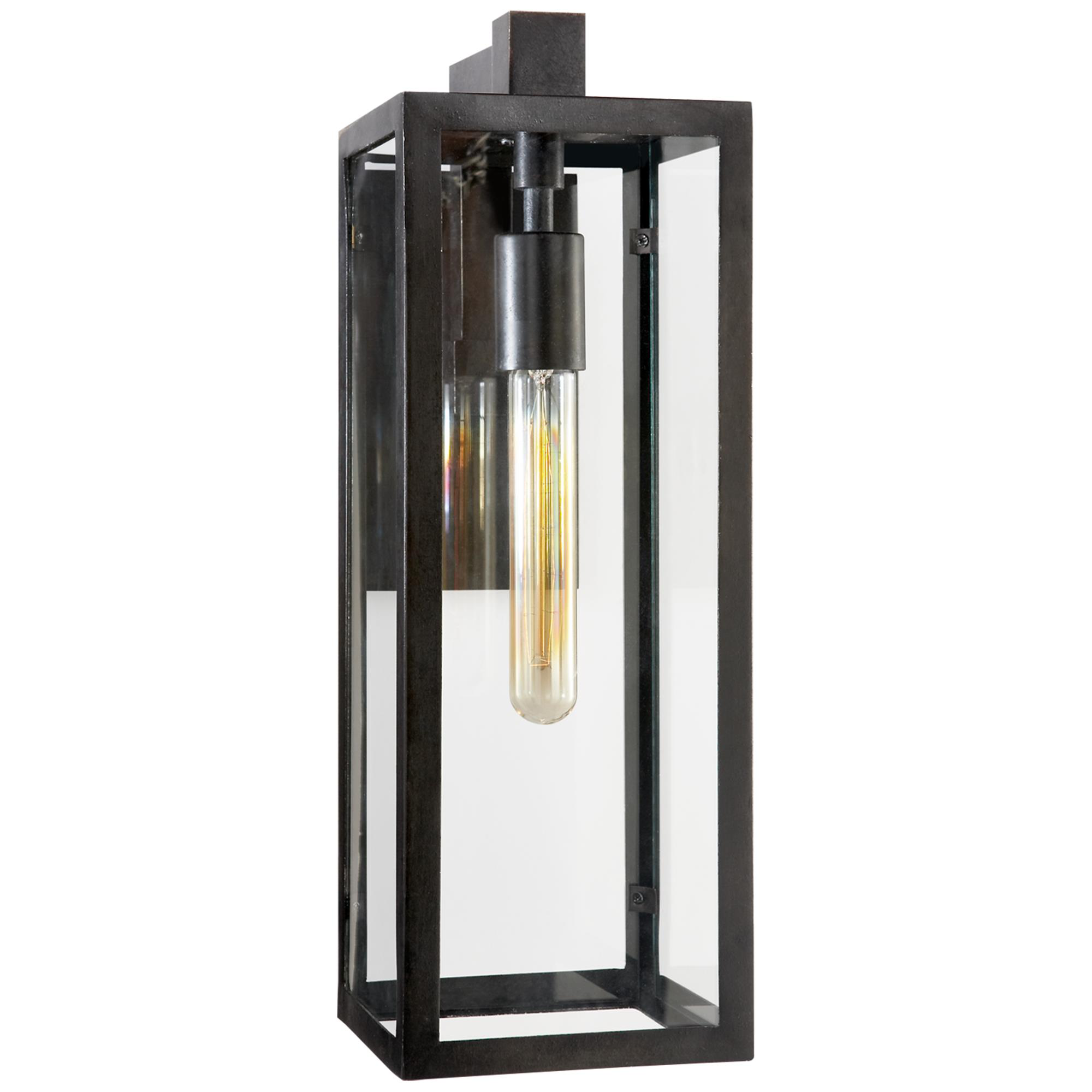 Shown in Aged Iron finish and Clear glass