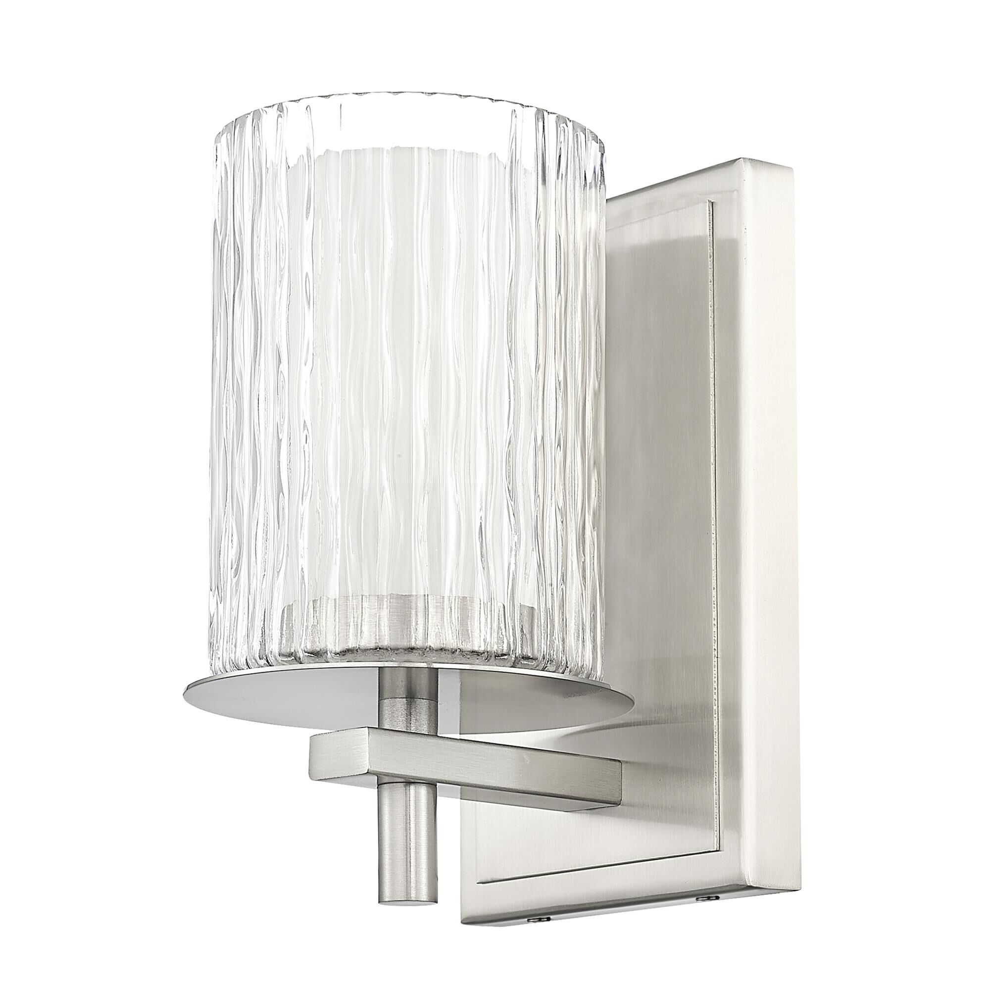Shown in Brushed Nickel finish and Clear and Etched Opal glass