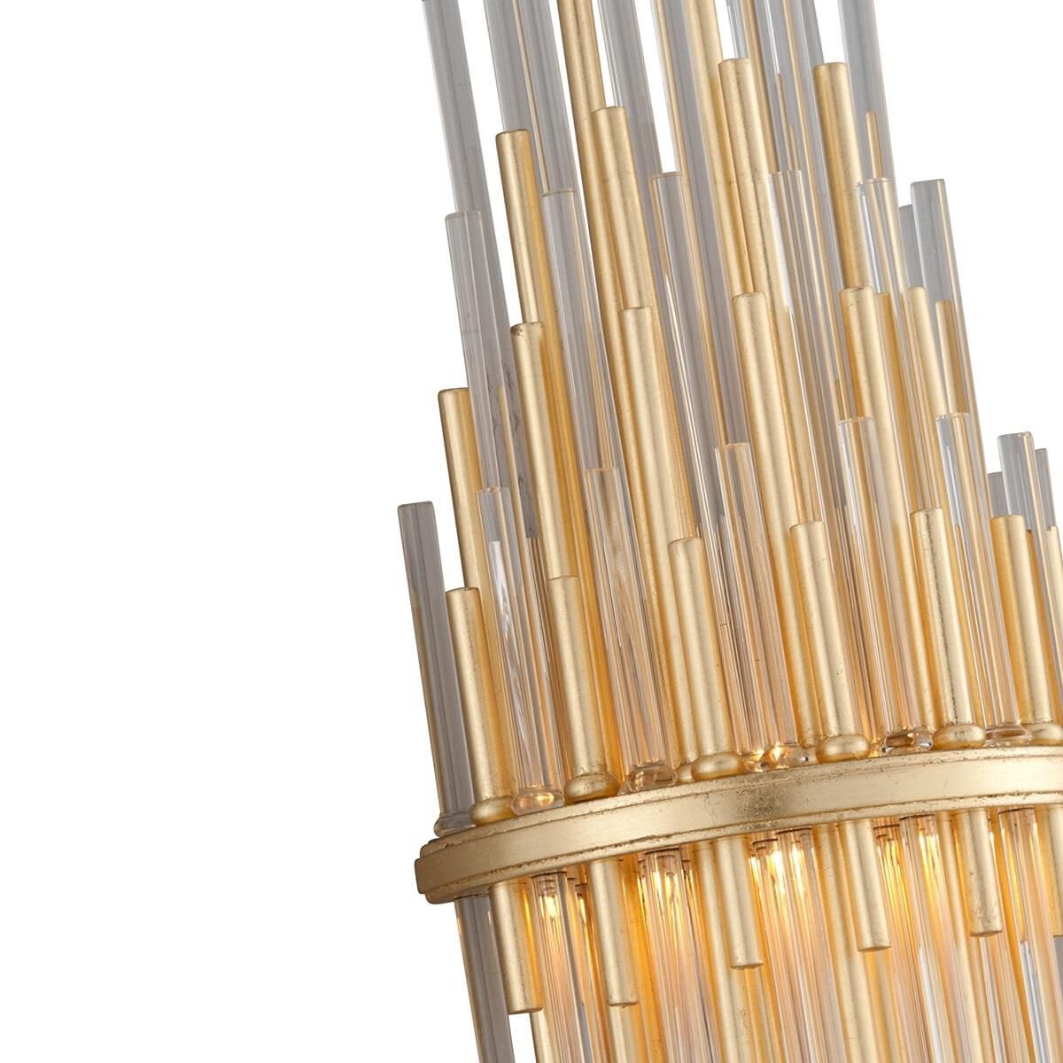 Shown in Gold Leaf With Polished Stainless Accents finish and Clear glass