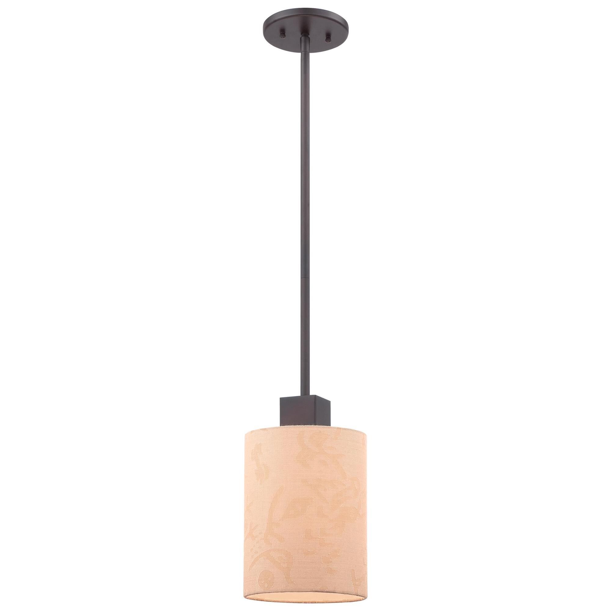 Shown in Antique Dorian Bronze finish and Beige Fabric shade