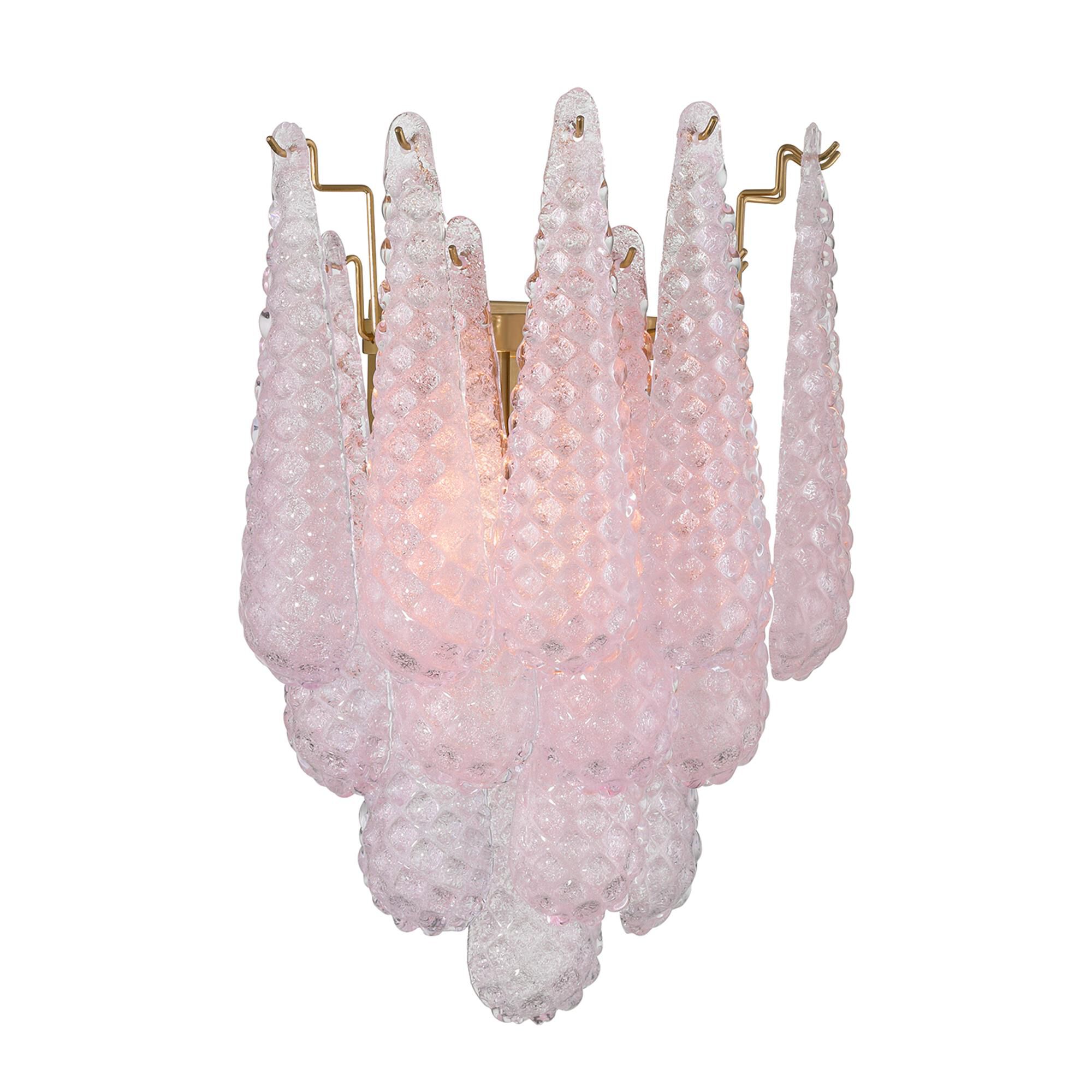 Shown in Aged Brass finish and Sand Blush glass