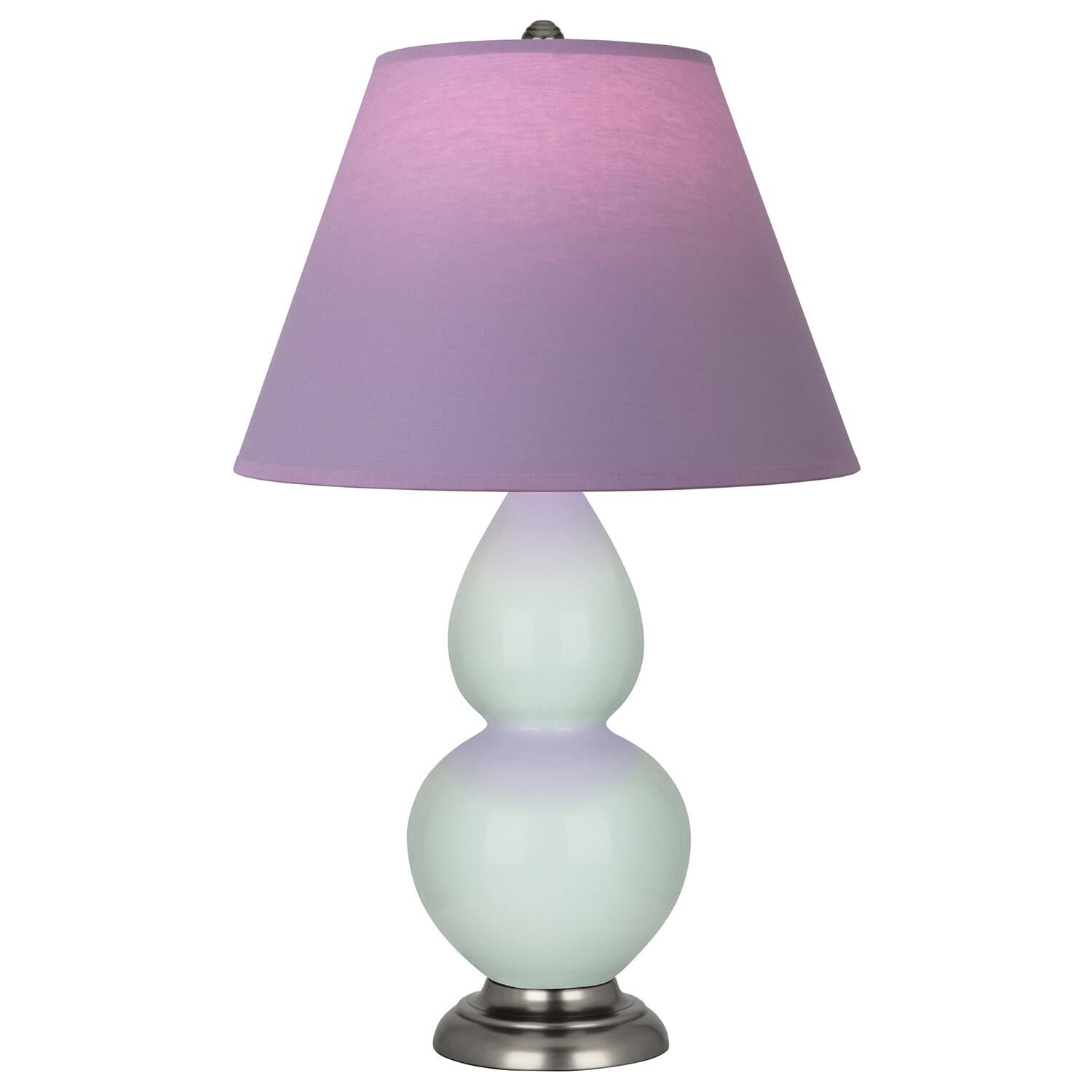 Shown in Celadon finish and Lavender and Plum shade and Antique Silver accent