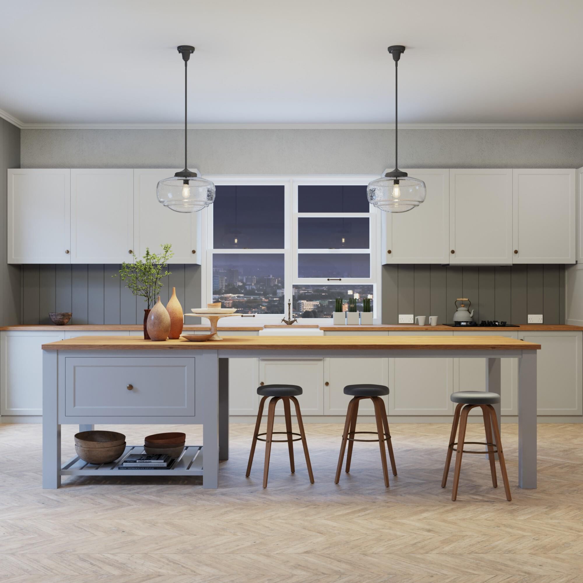 Shown in Noble Bronze finish and Clear Seeded glass