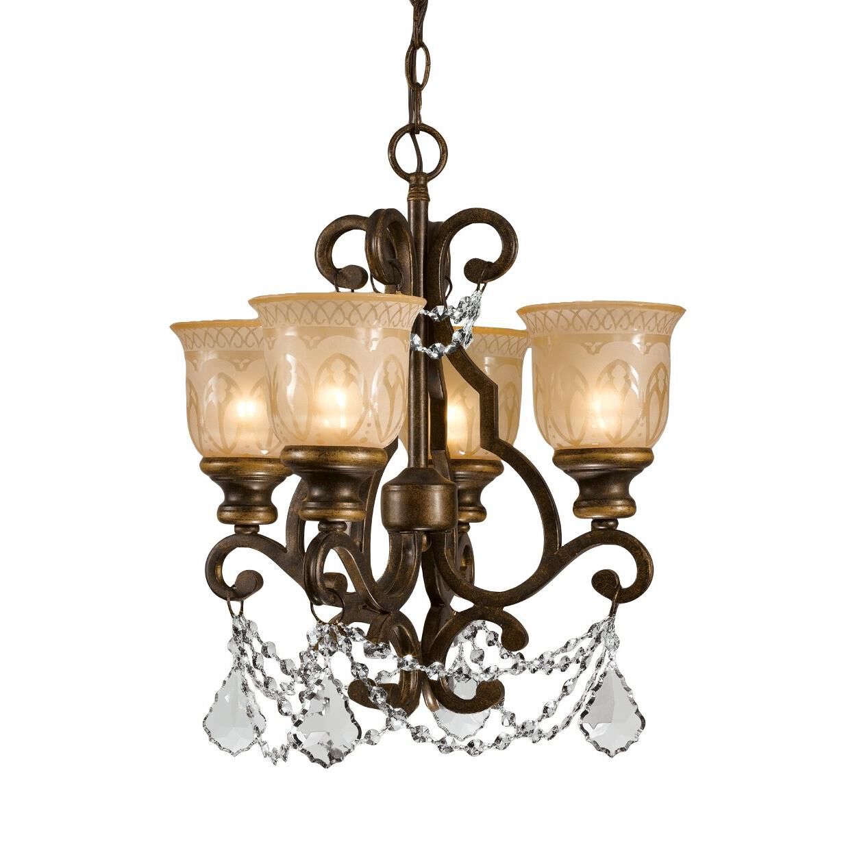 Norwalk 17 Inch 4 Light Mini Chandelier by Crystorama