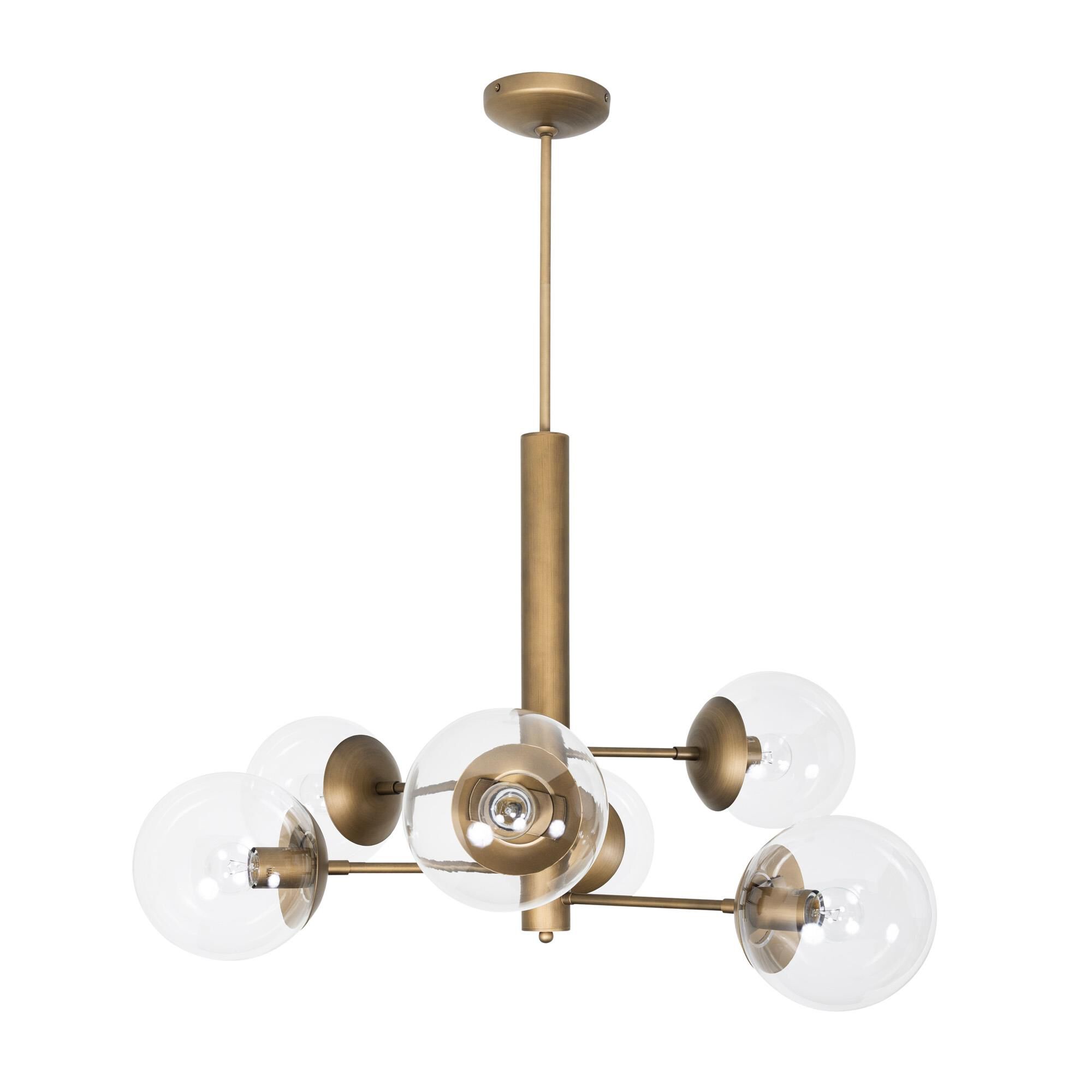 Shown in Antique Brass finish and Clear glass