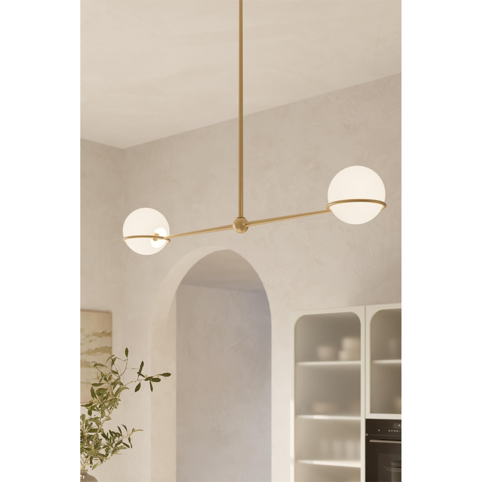 Shown in Legacy Brass finish and Opal glass