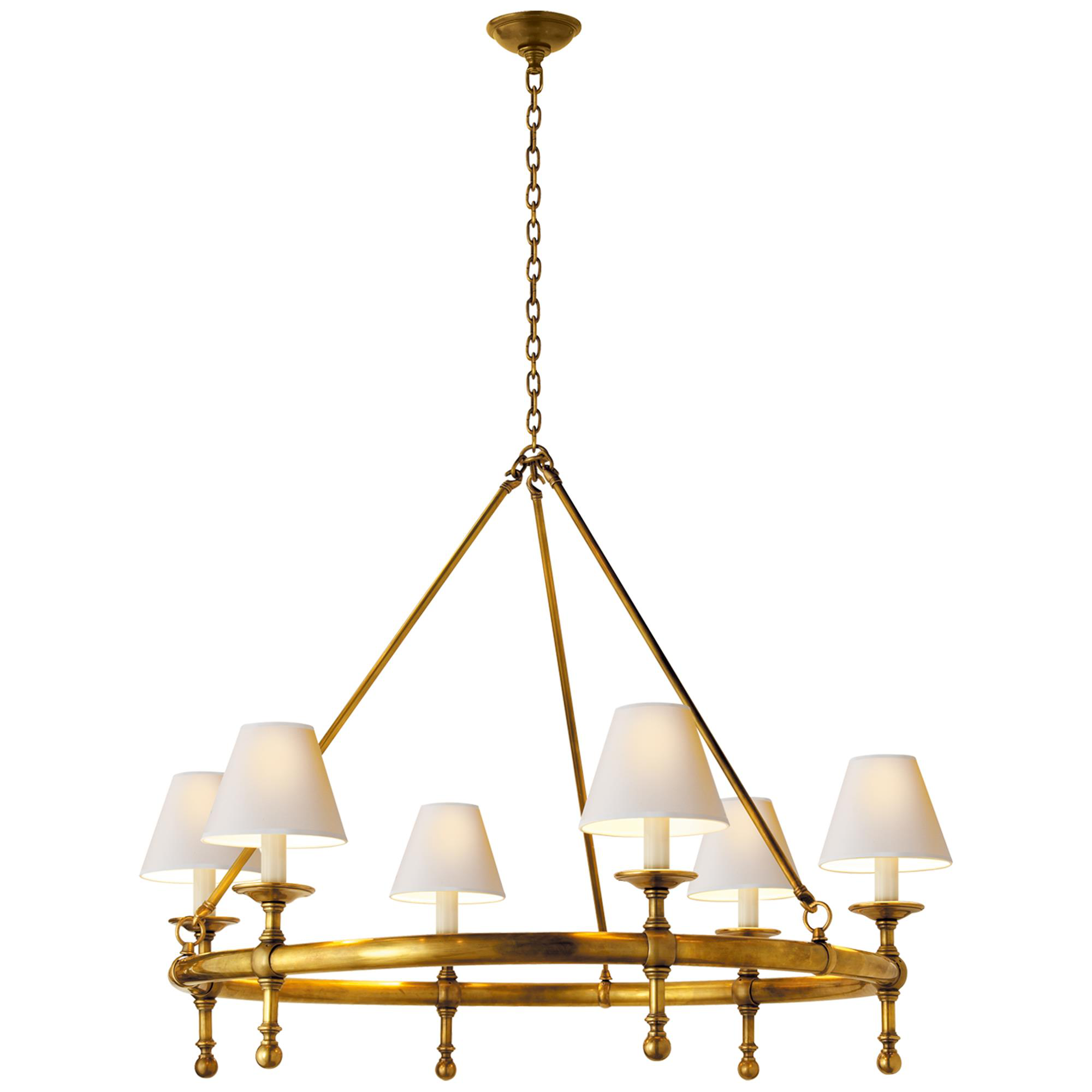 Shown in Hand-Rubbed Antique Brass finish and Natural Paper shade