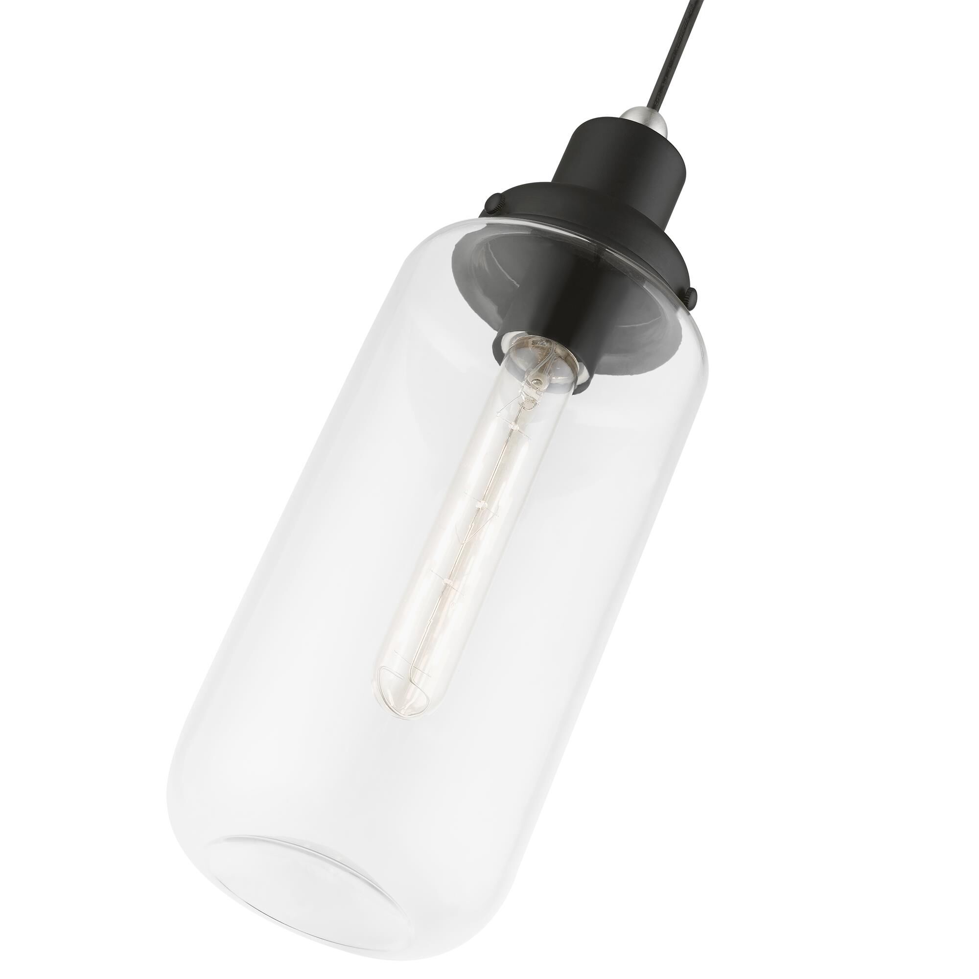Shown in Black with Brushed Nickel Accent finish and Clear glass