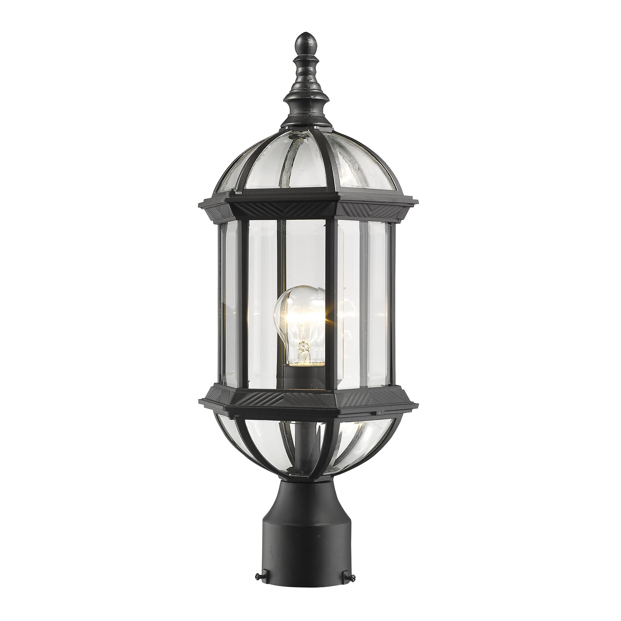 Shown in Black finish and Glass shade