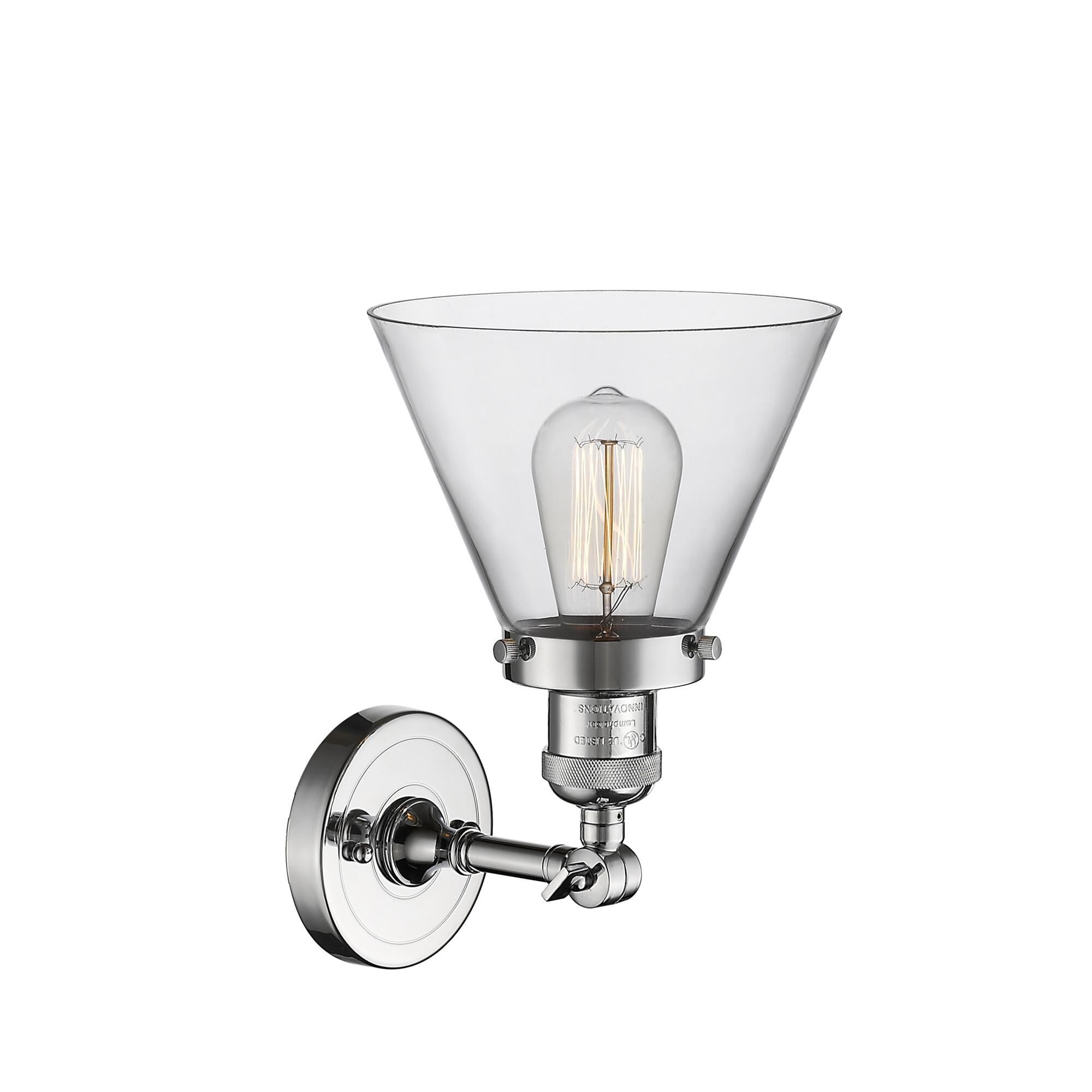 Shown in Polished Chrome finish and Clear glass
