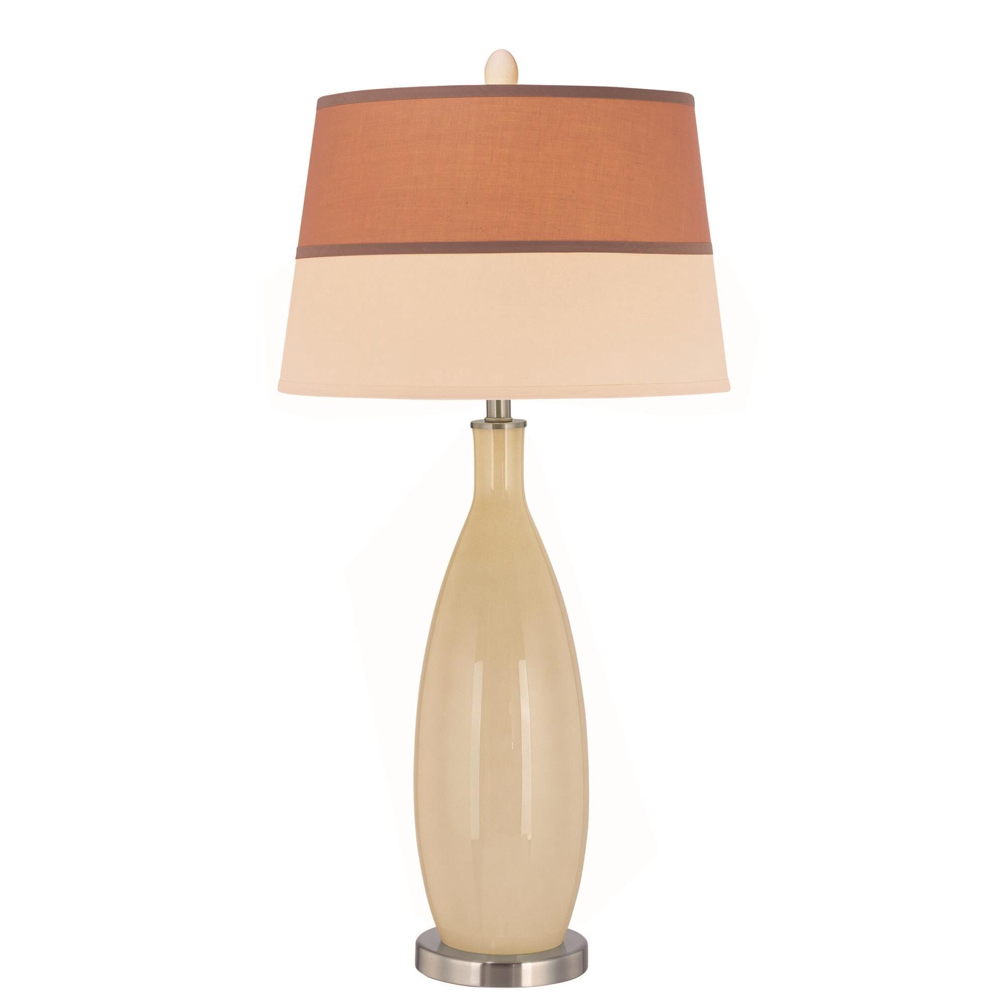 Shown in Polished Steel-Ivory finish and Fabric shade