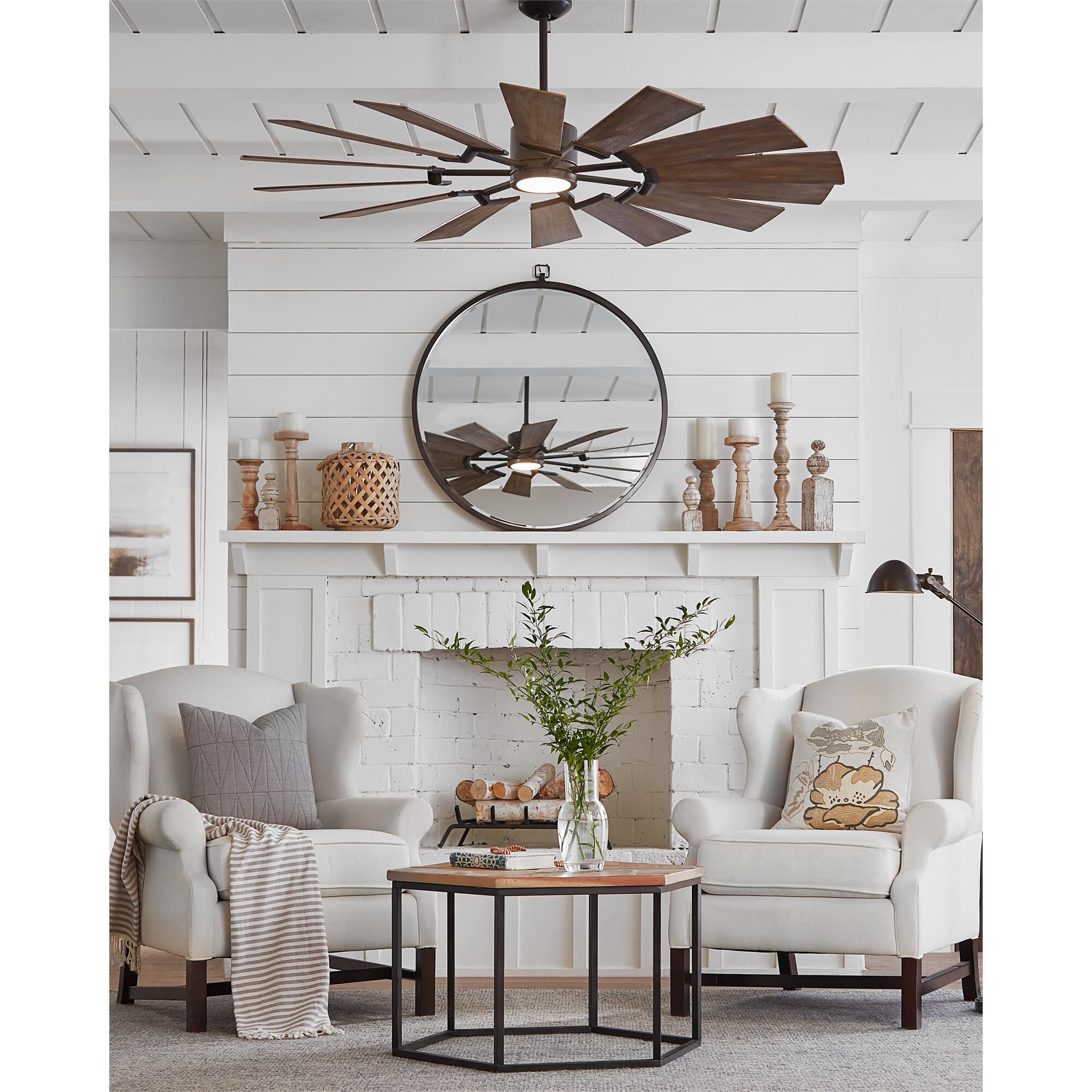 Shown in Aged Pewter finish and Frosted White Lexan Lens shade