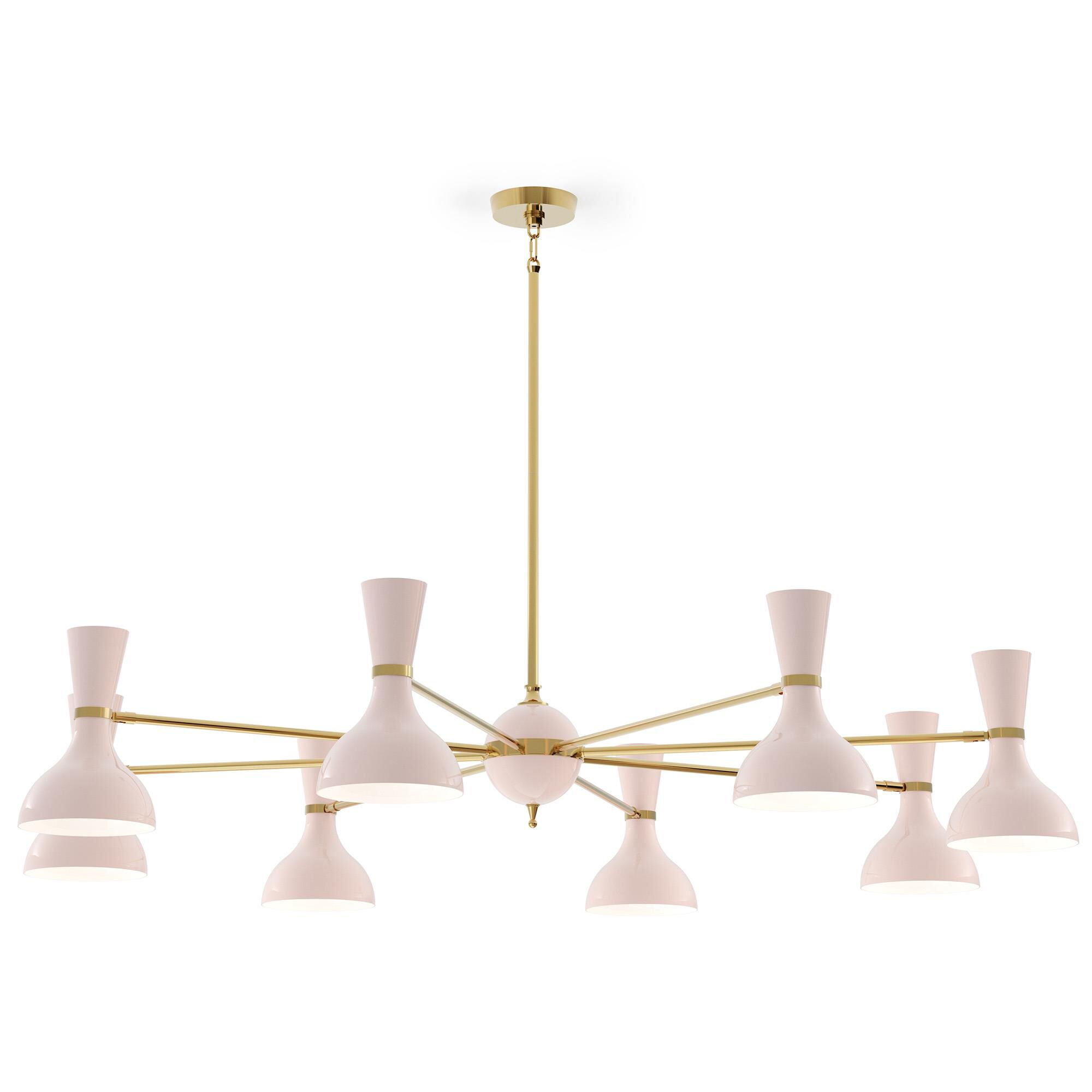 Shown in Modern Brass finish and Rose Water shade