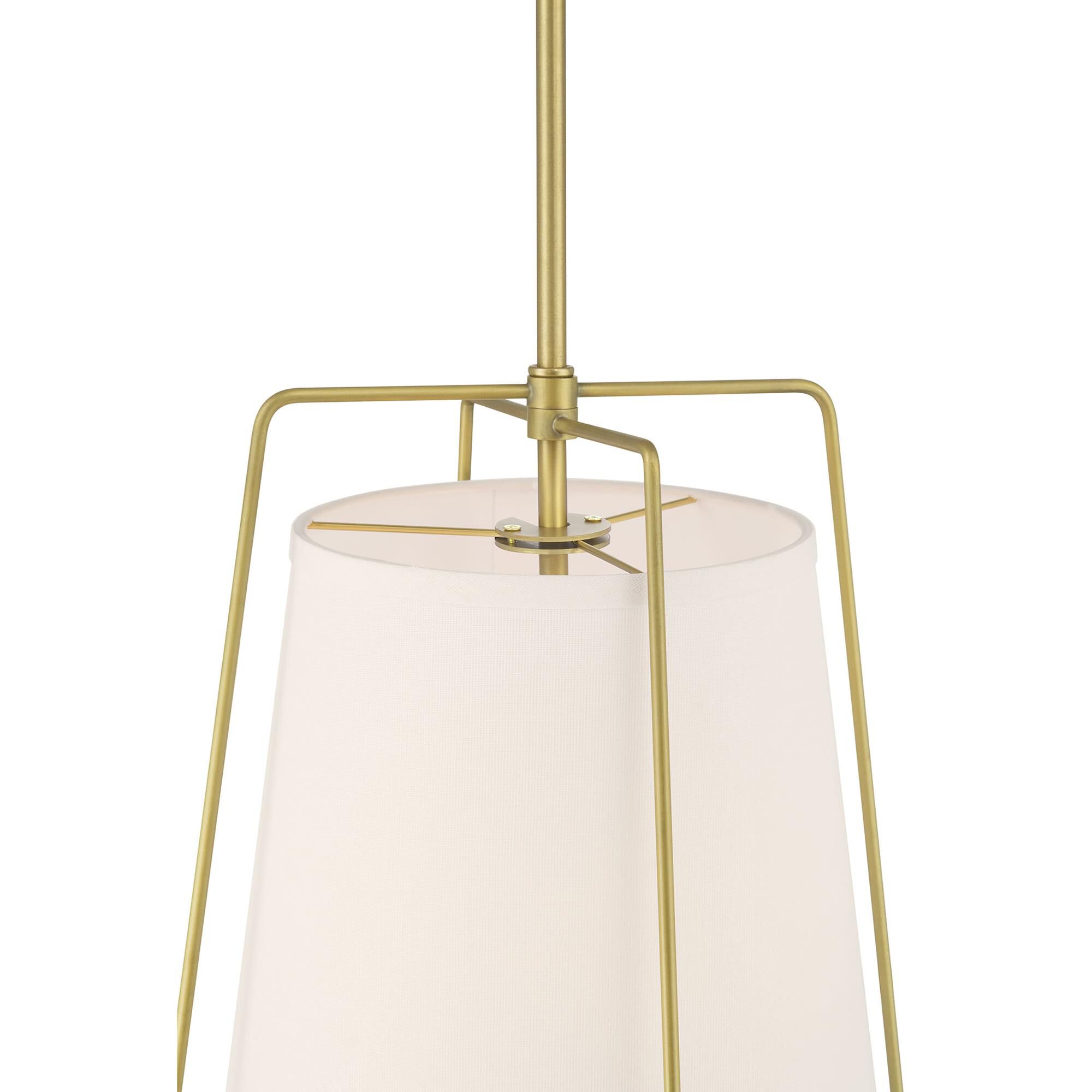 Shown in Vintage Brass finish and White glass