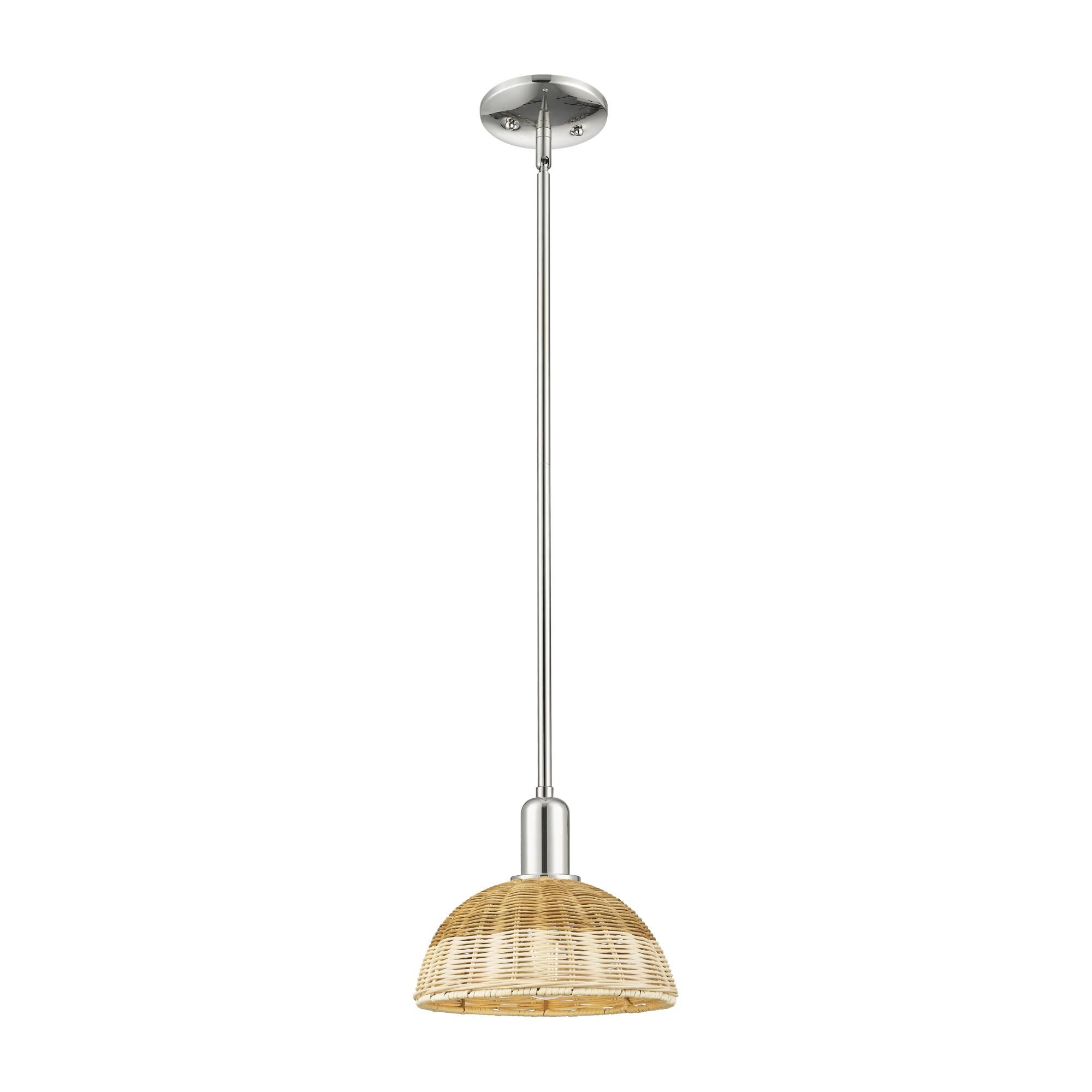 Shown in Polished Nickel finish and Natural Fiber shade