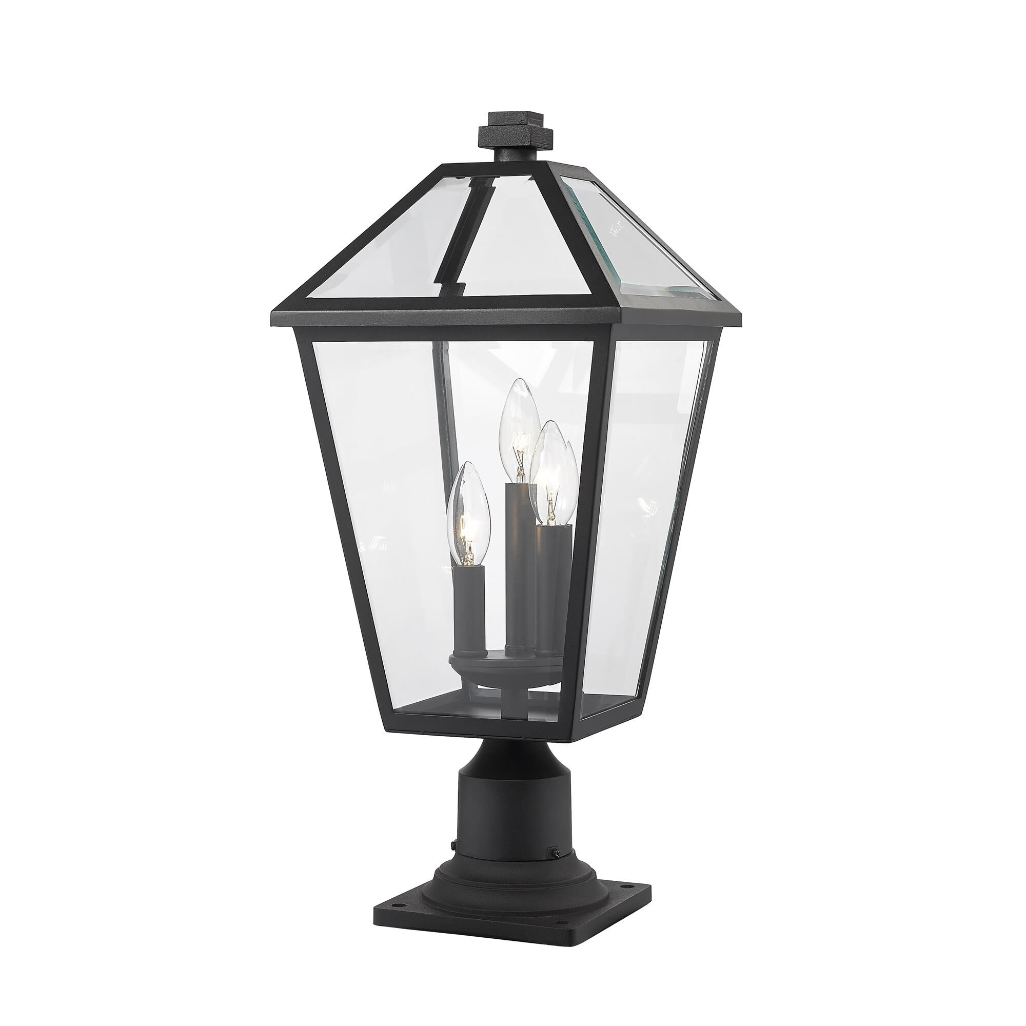 Shown in Black finish and Glass shade