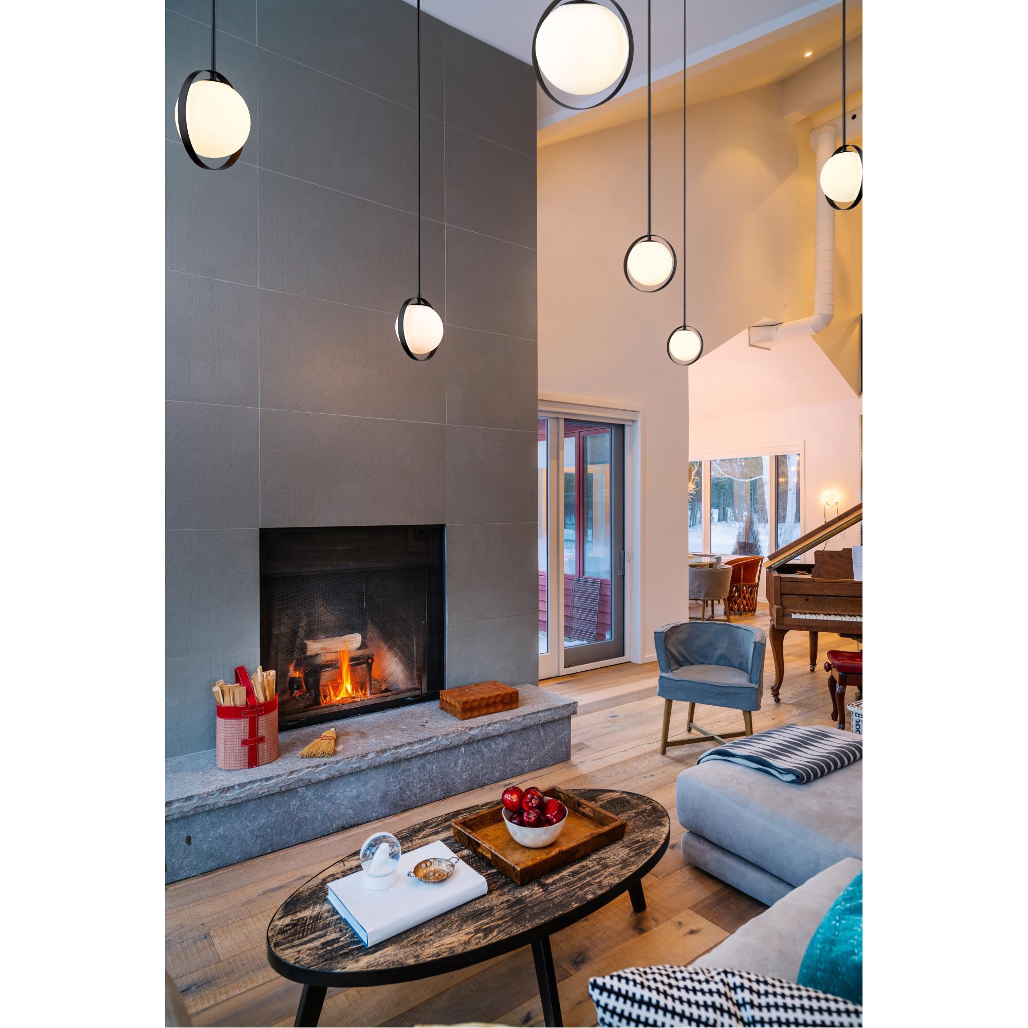 Shown in Matte Black finish and Glass shade