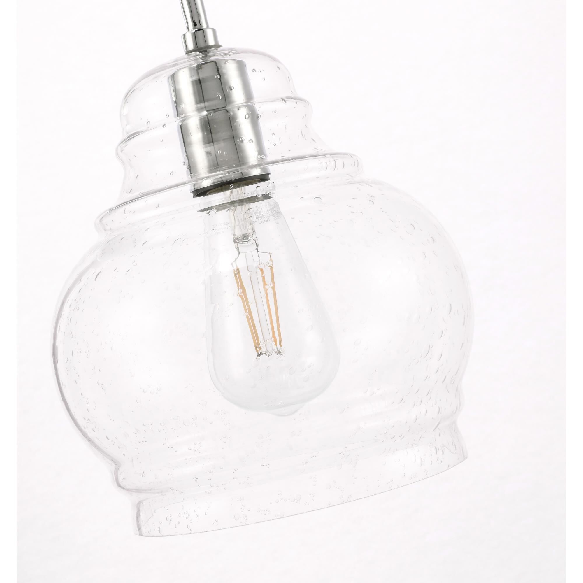 Shown in Chrome finish and Clear Bubble  glass