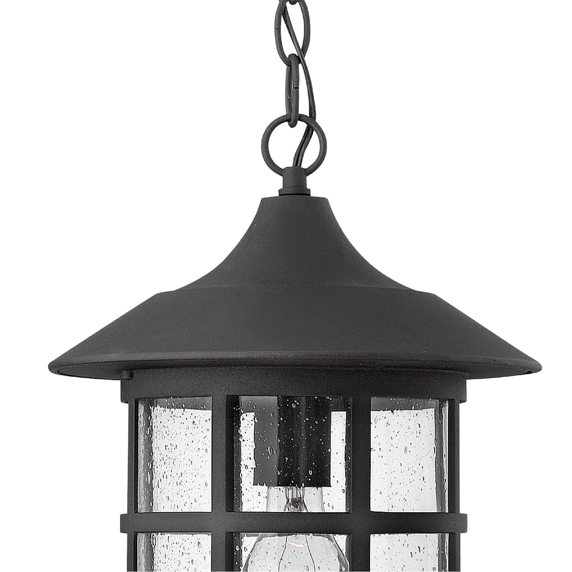 Shown in Black finish and Clear Seedy glass