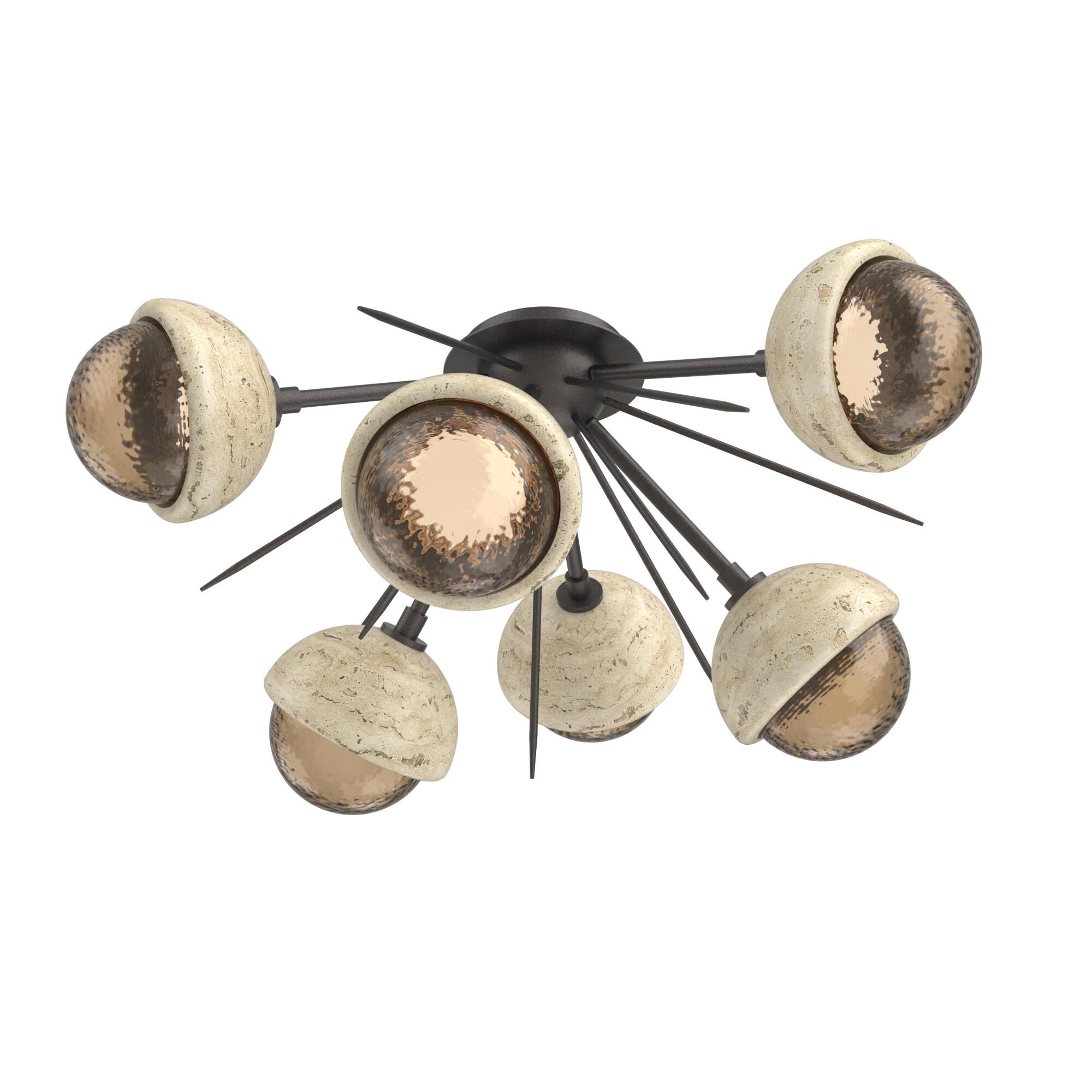 Shown in Graphite finish and Bronze glass and Travertine Stone accent