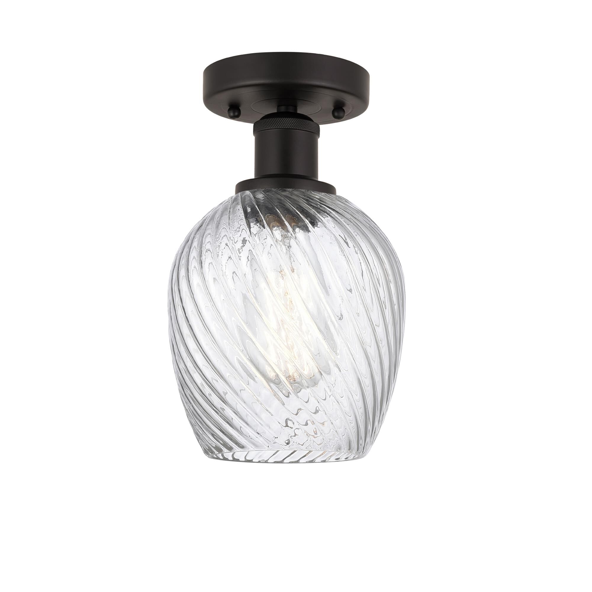 Shown in Oil Rubbed Bronze, Clear Spiral Fluted finish and Clear Spiral Fluted glass and Clear Spiral Fluted Glass shade