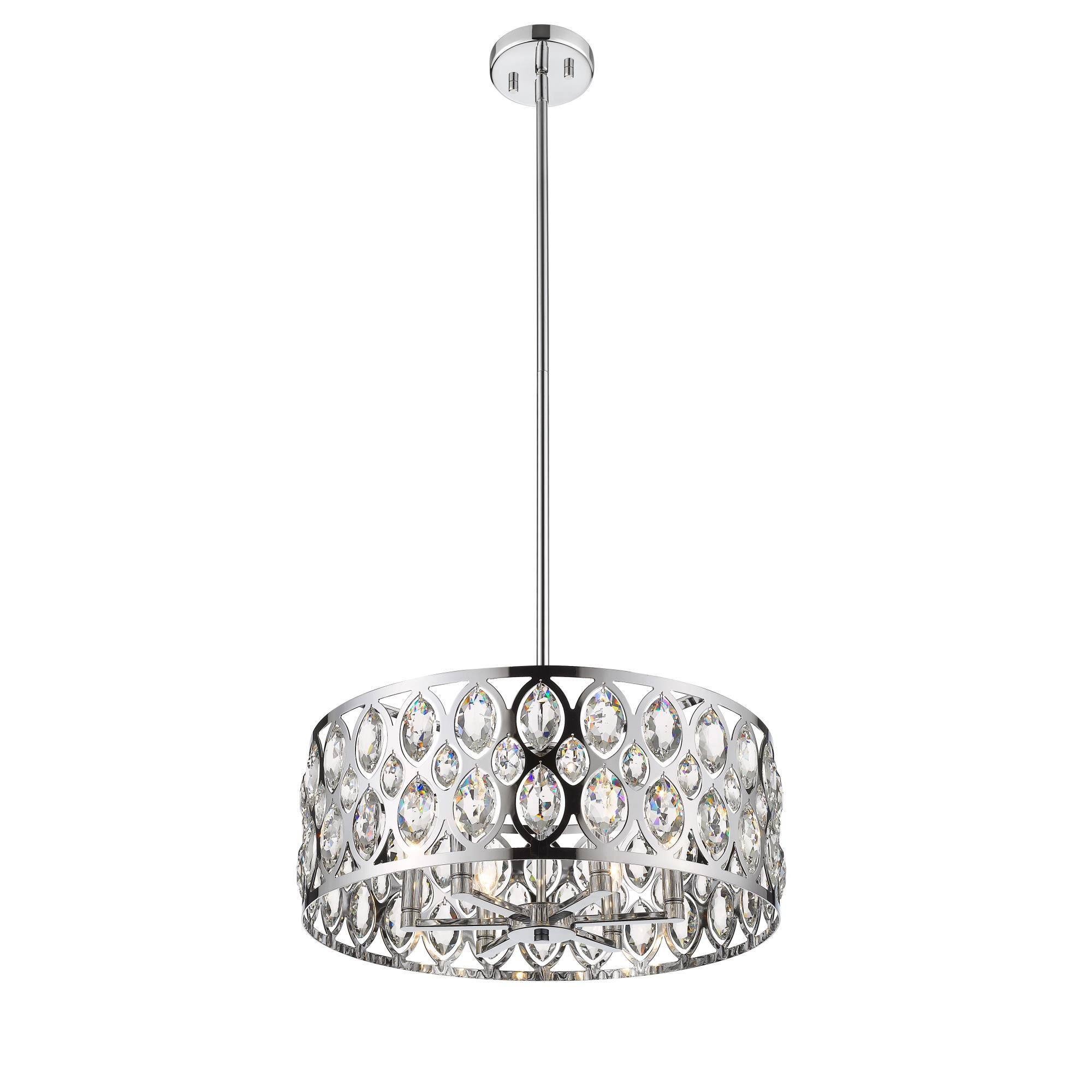 Shown in Chrome finish and Crystal glass and Crystal shade