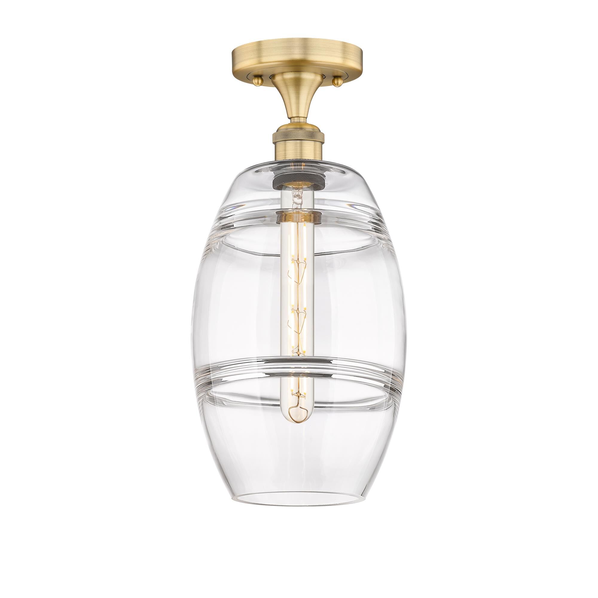 Shown in Brushed Brass finish and Clear glass