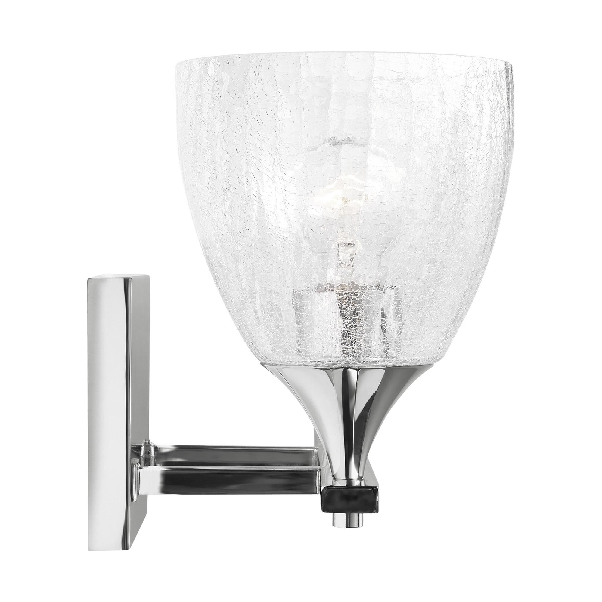 Shown in Chrome finish and Clear Crackle glass