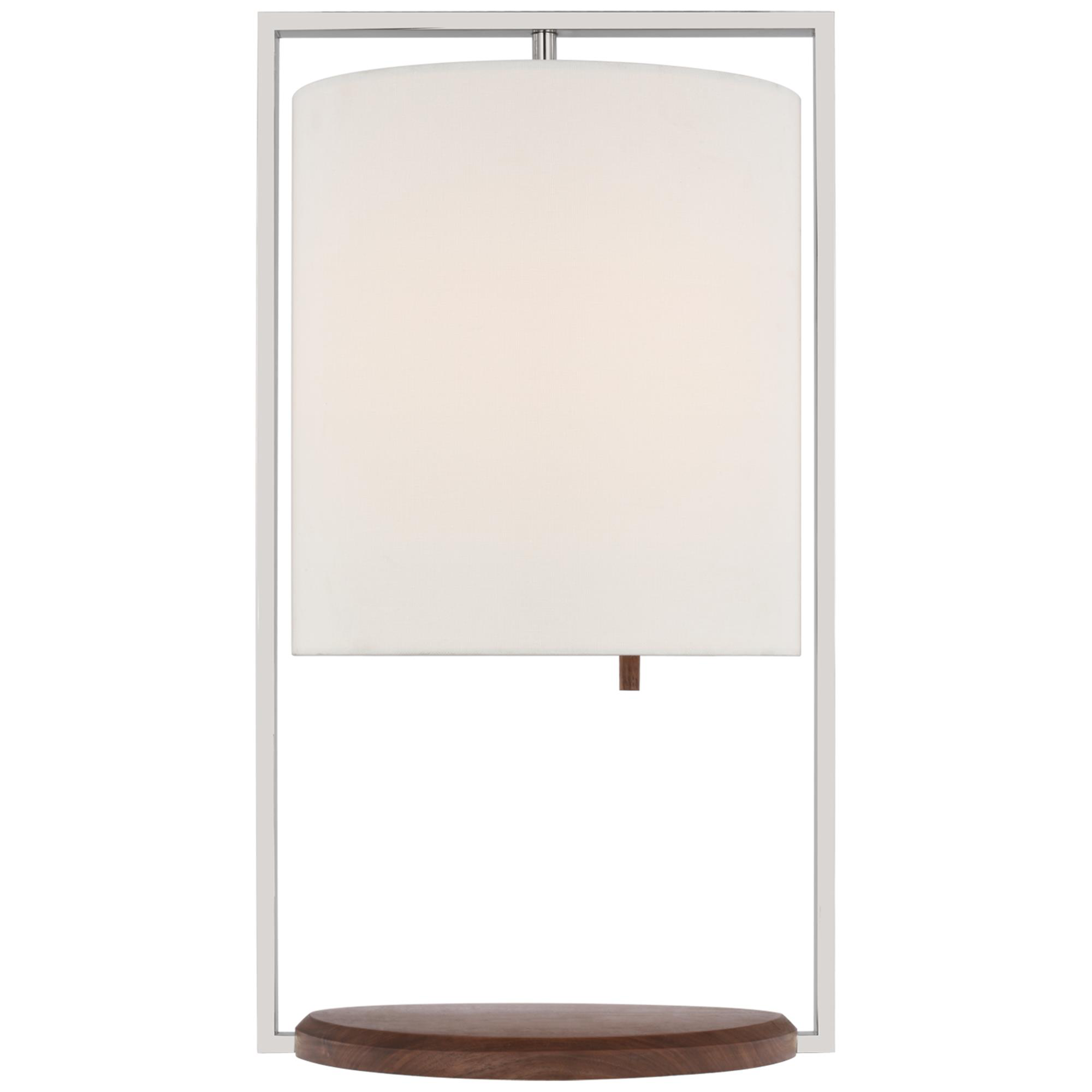 Shown in Polished Nickel and Walnut finish