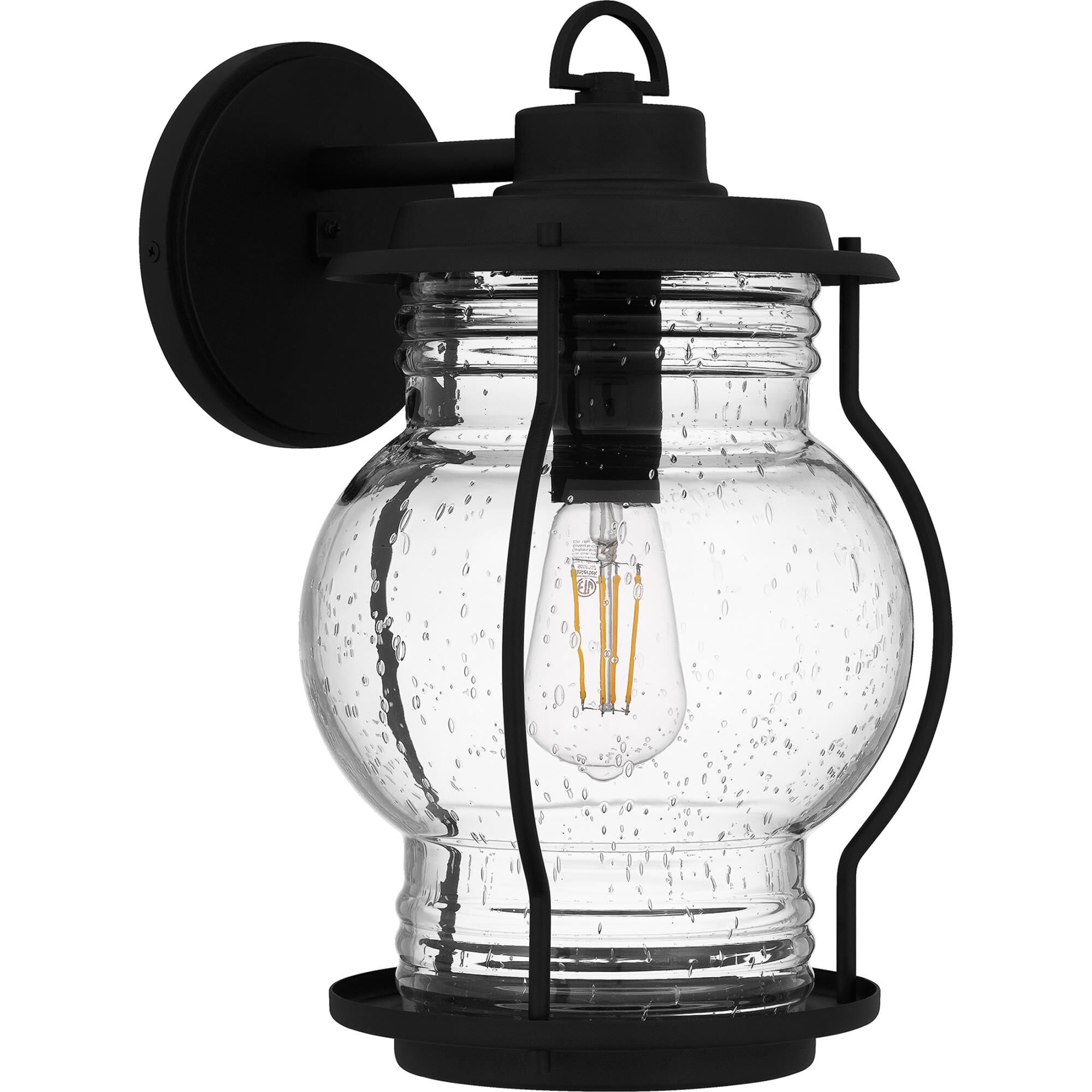 Shown in Earth Black finish and Clear Seedy Glass shade