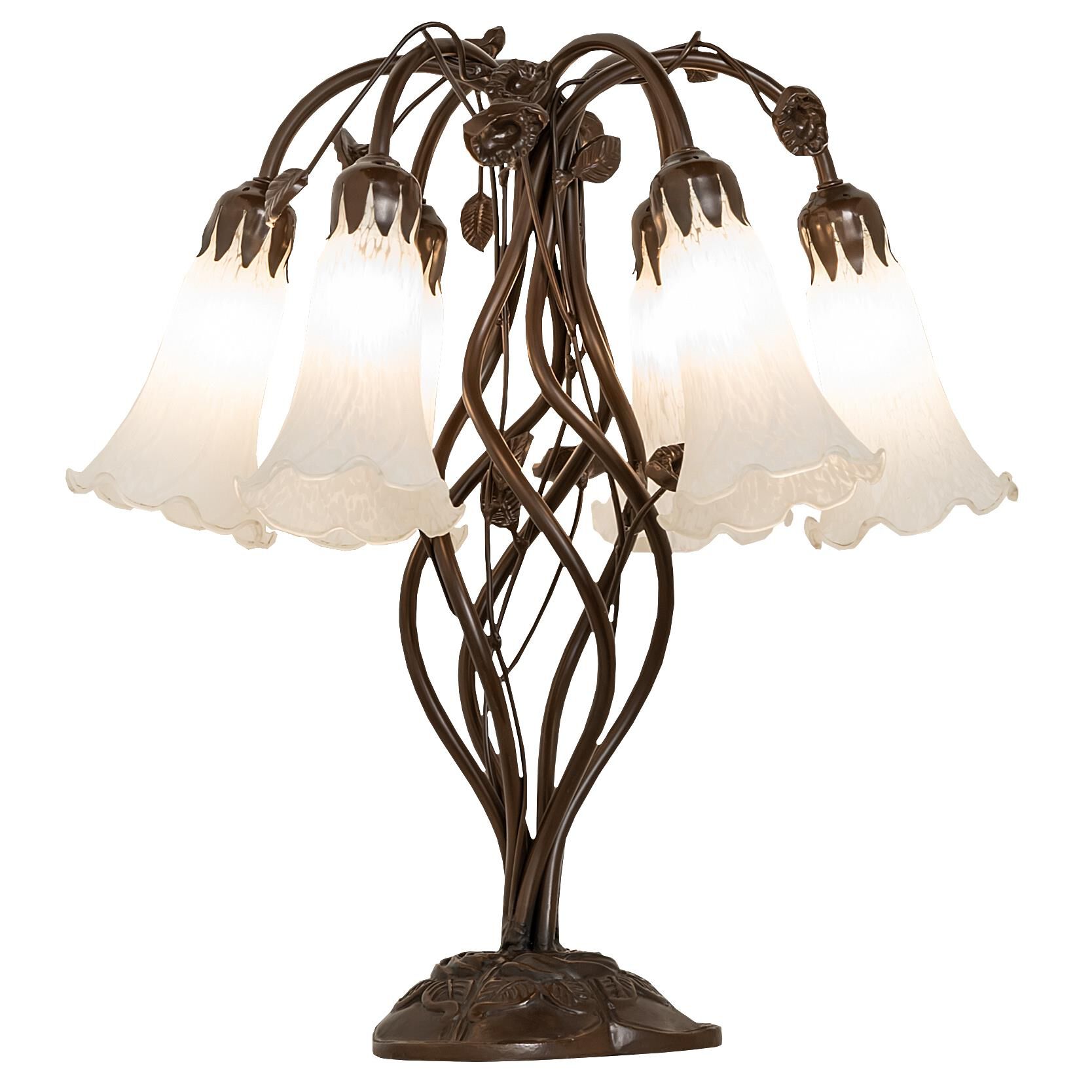 Shown in Mahogany Bronze finish and White glass