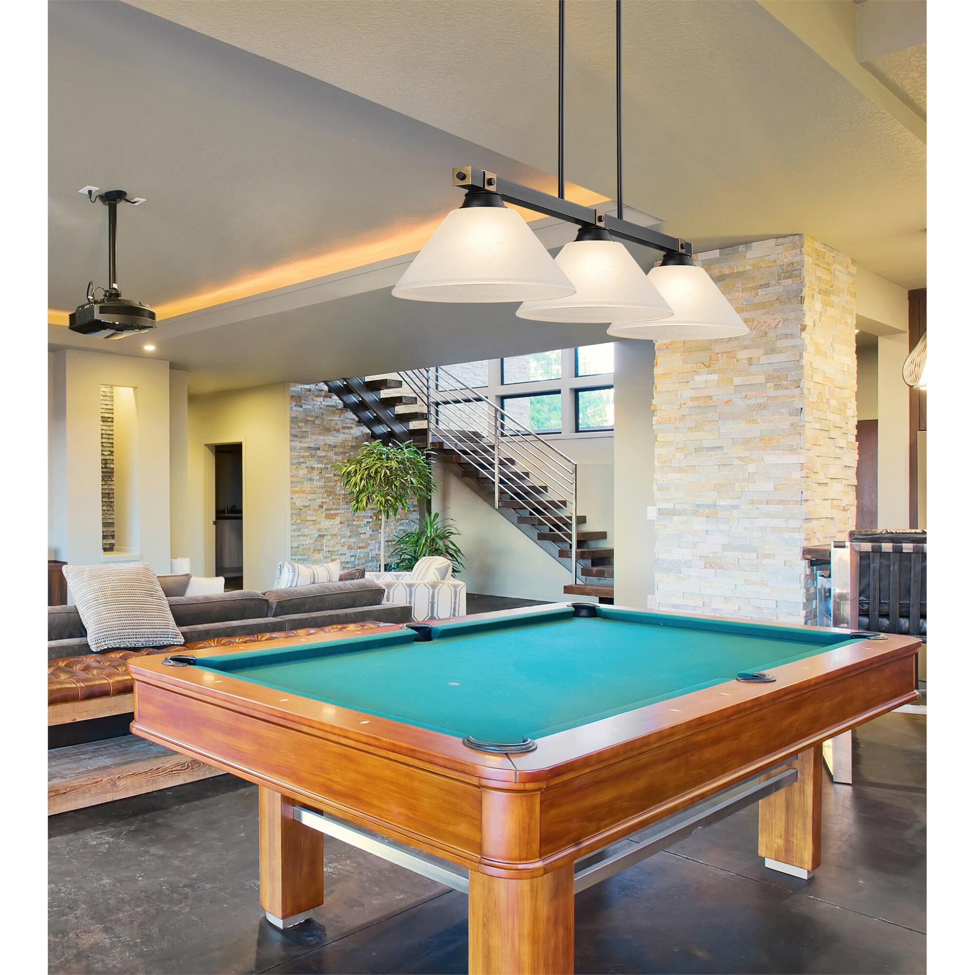 Shown in Matte Black + Rubbed Brass finish and White Linen glass and White Linen shade